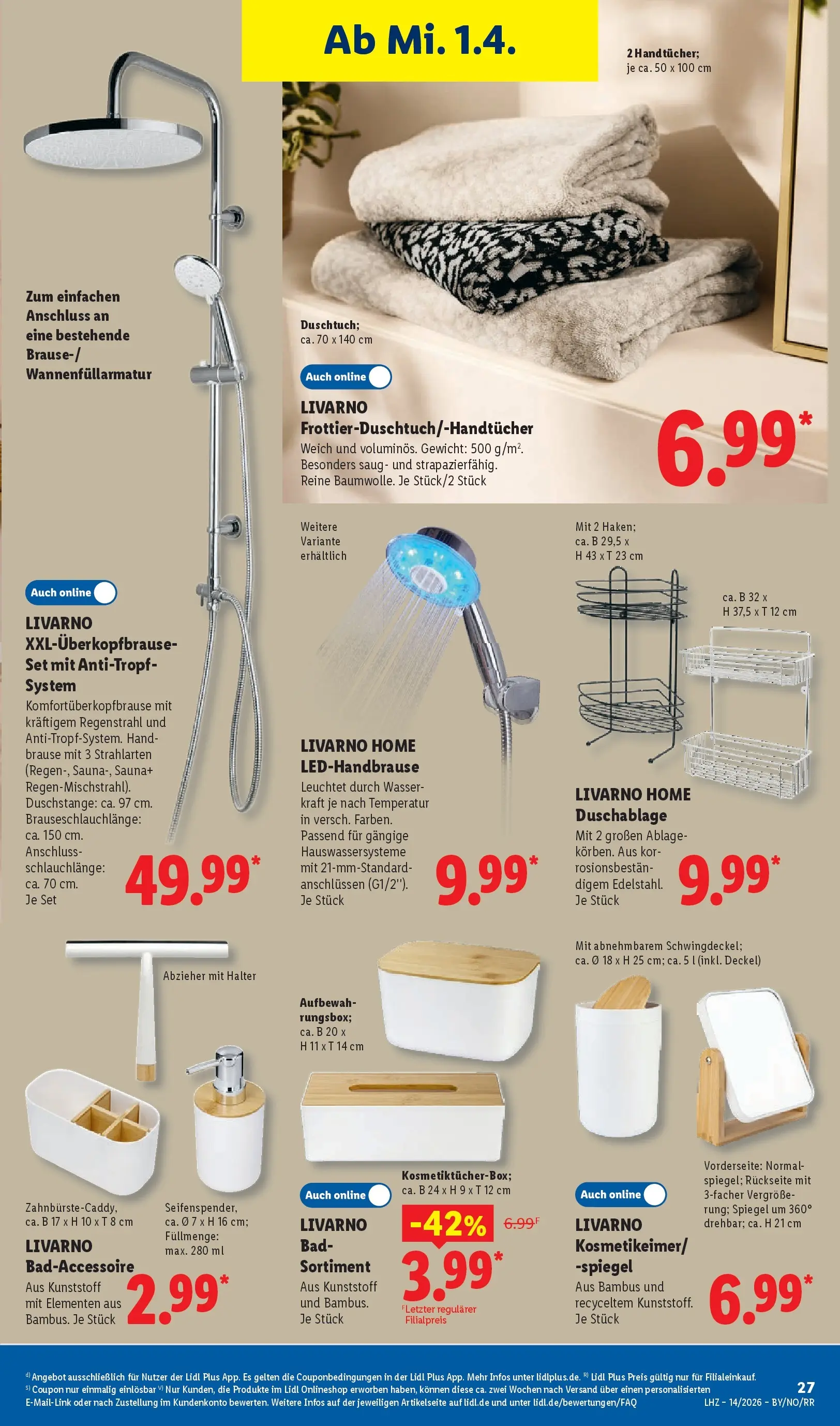 Lidl Prospekt Zülpich (ab 29.03.2026) zum Blättern » Angebote | Seite: 49 | Produkte: Gewicht, Bad, Spiegel, Wasser