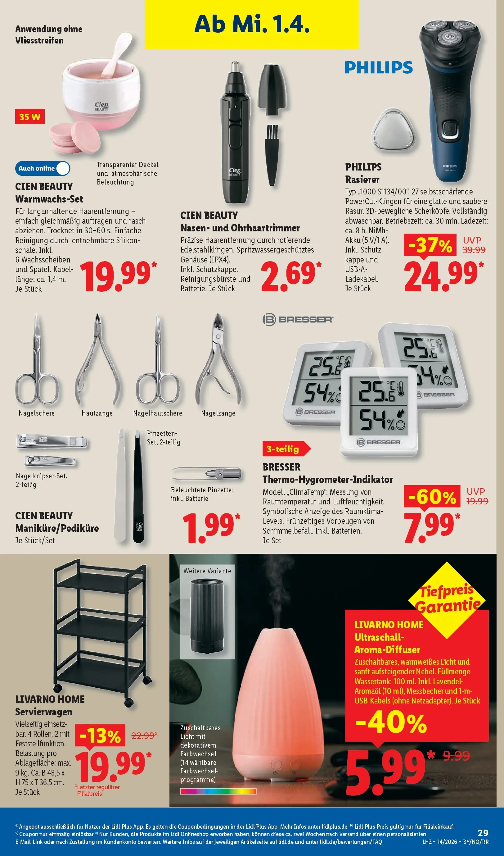 Lidl Prospekt Zülpich (ab 29.03.2026) zum Blättern » Angebote | Seite: 51 | Produkte: Kabel, Rasierer, Servierwagen, Lavendel