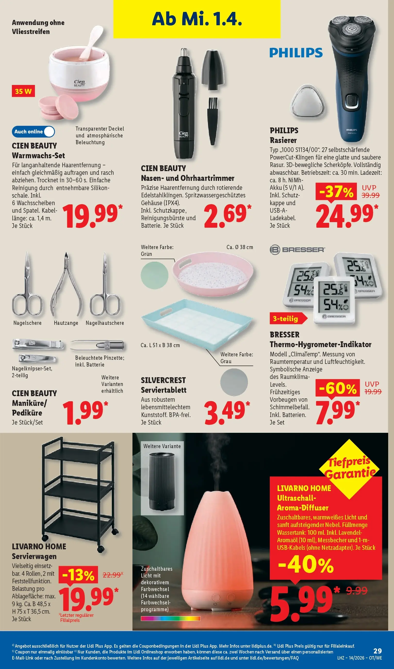 Lidl Prospekt Plettenberg (ab 29.03.2026) zum Blättern » Angebote | Seite: 53 | Produkte: Rasierer, Servierwagen, Batterie, Nagelschere