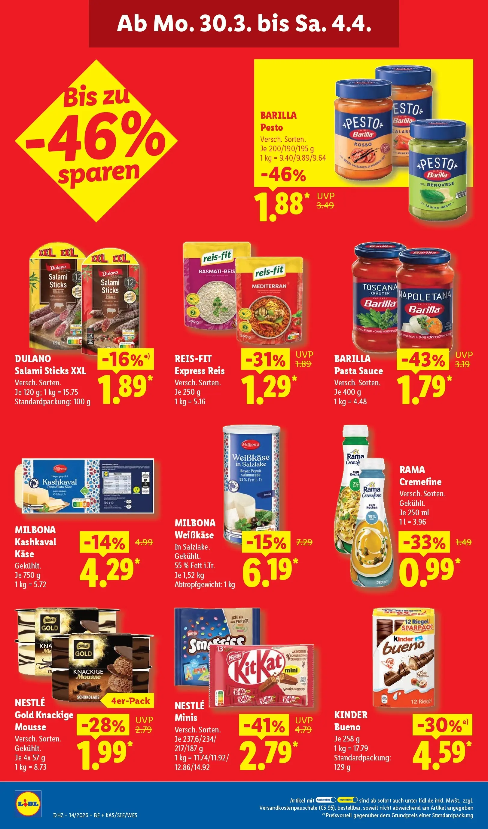 Lidl Prospekt Plettenberg (ab 29.03.2026) zum Blättern » Angebote | Seite: 16 | Produkte: Rama, Käse, Schokolade, Pasta