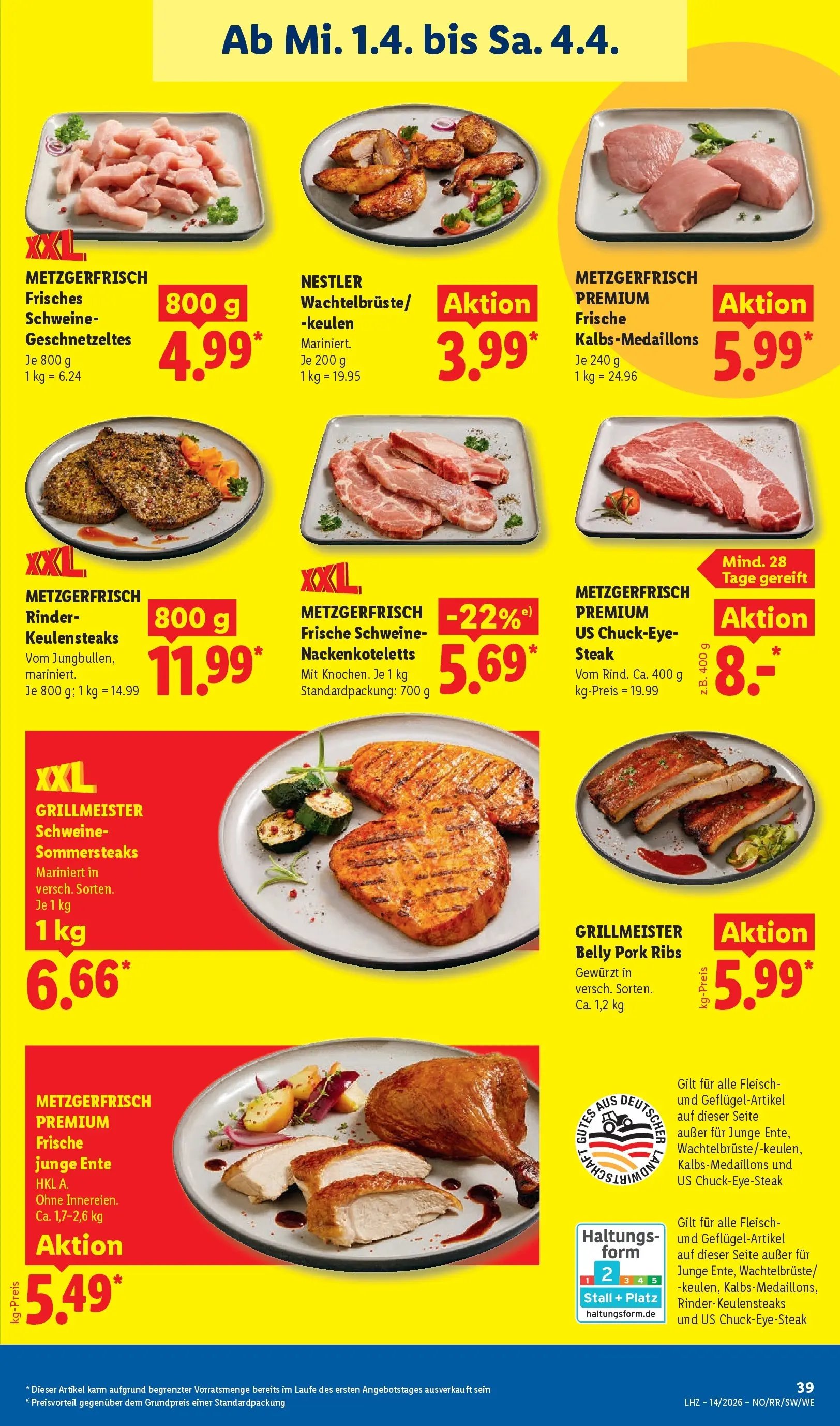 Lidl Prospekt Plettenberg (ab 29.03.2026) zum Blättern » Angebote | Seite: 63 | Produkte: Steak, Fleisch, Ente