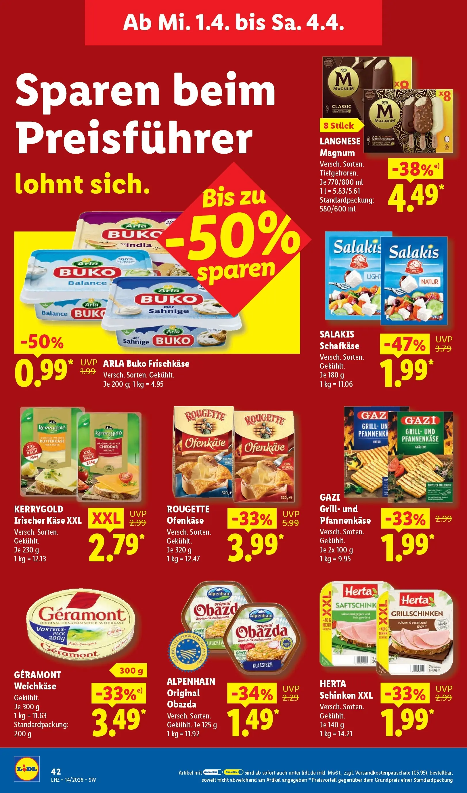 Lidl Prospekt Mühlacker (ab 29.03.2026) zum Blättern » Angebote | Seite: 66 | Produkte: Geramont, Käse, Schinken, Frischkase