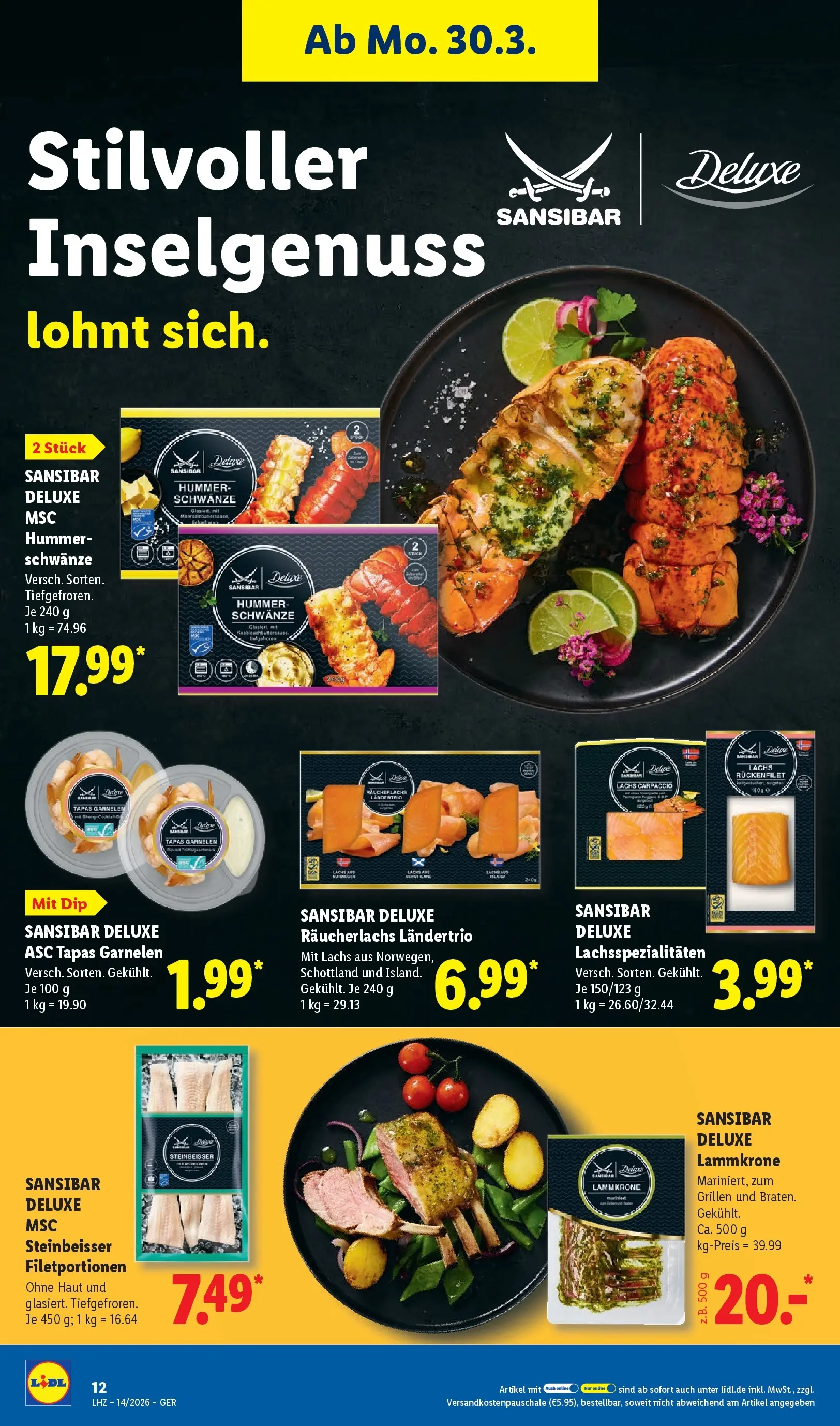 Lidl Prospekt Grimma (ab 30.03.2026) zum Blättern » Angebote | Seite: 28 | Produkte: Garnelen, Lachs, Räucherlachs