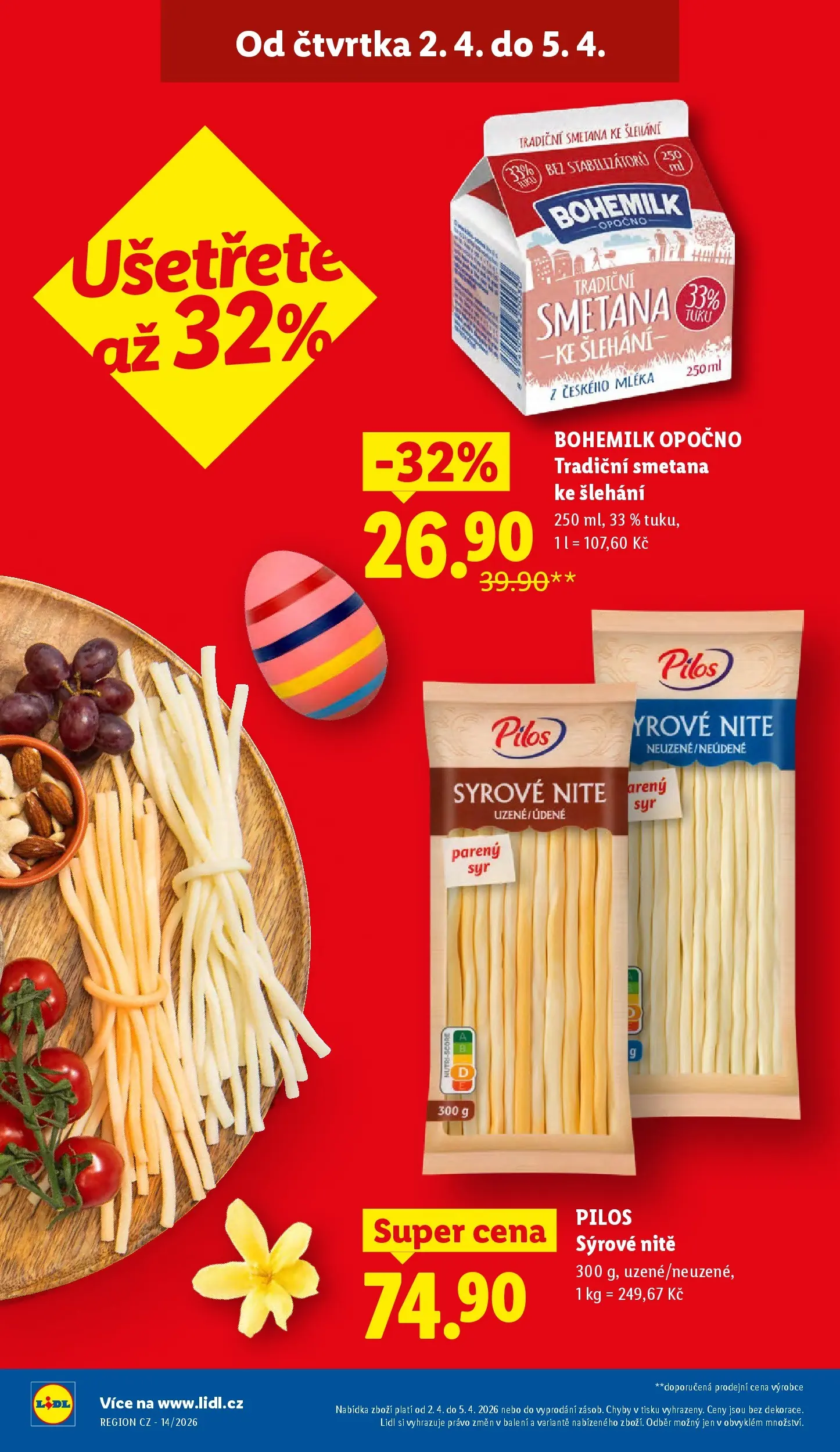 Lidl leták od 01.04.2026 - Nový akční leták | Strana: 4 | Produkty: Smetana, Smetana ke šlehání