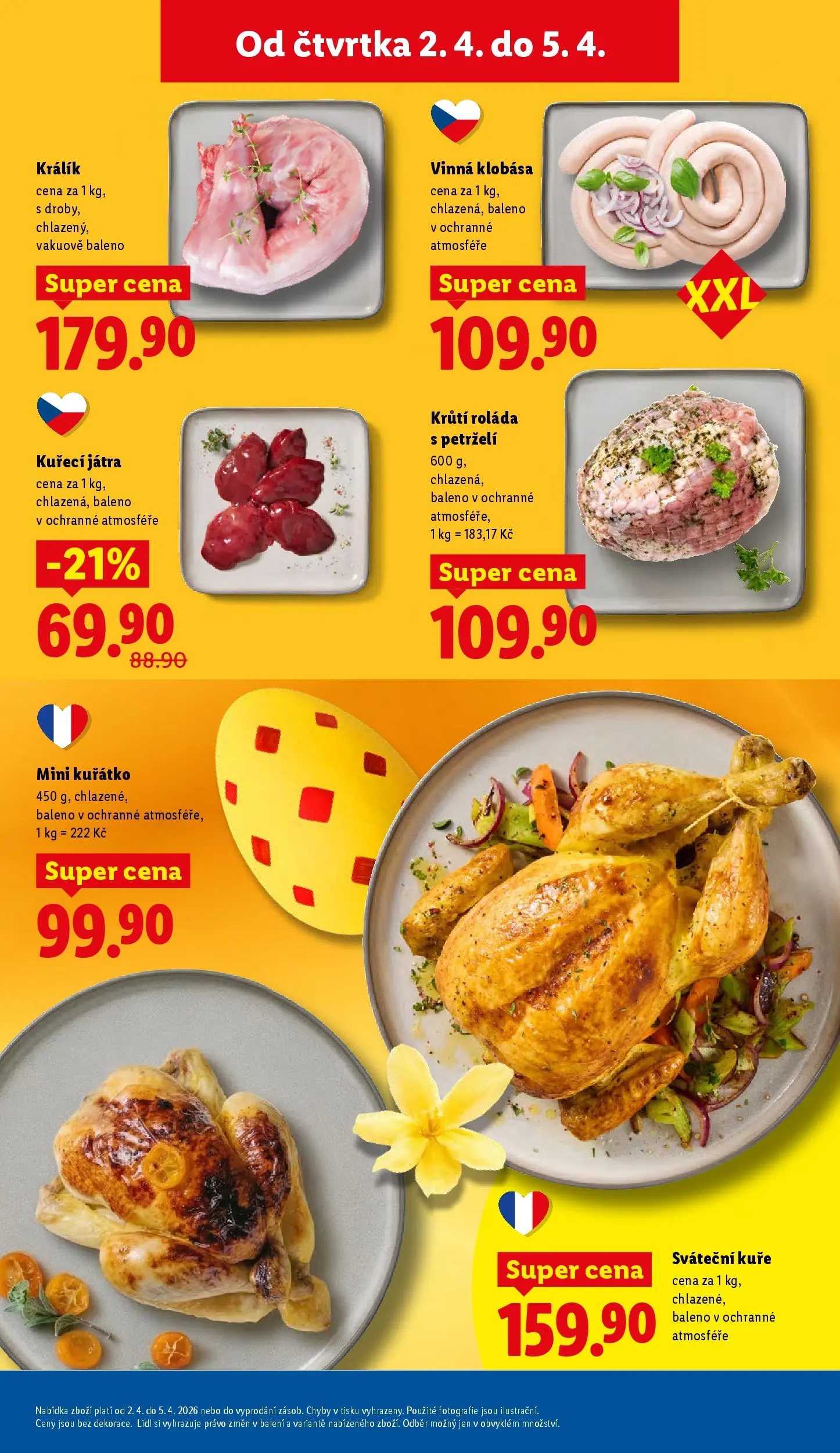 Lidl leták od 01.04.2026 - Nový akční leták | Strana: 11 | Produkty: Králík, Vinná klobása, Klobása, Kuřecí Játra