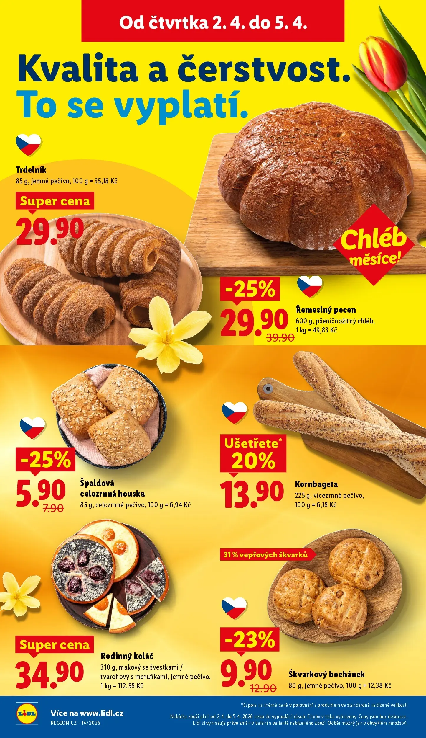 Lidl leták od 01.04.2026 - Nový akční leták | Strana: 12 | Produkty: Chléb, Kornbageta