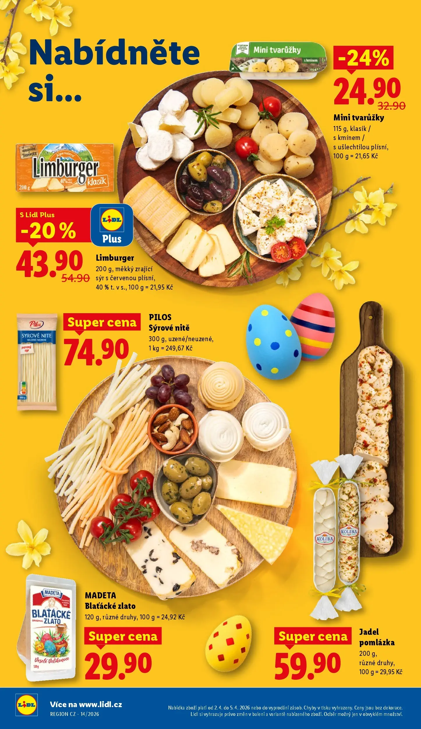 Lidl leták od 01.04.2026 - Nový akční leták | Strana: 14 | Produkty: Sýr, Tvarůžky, Zrající sýr, Limburger