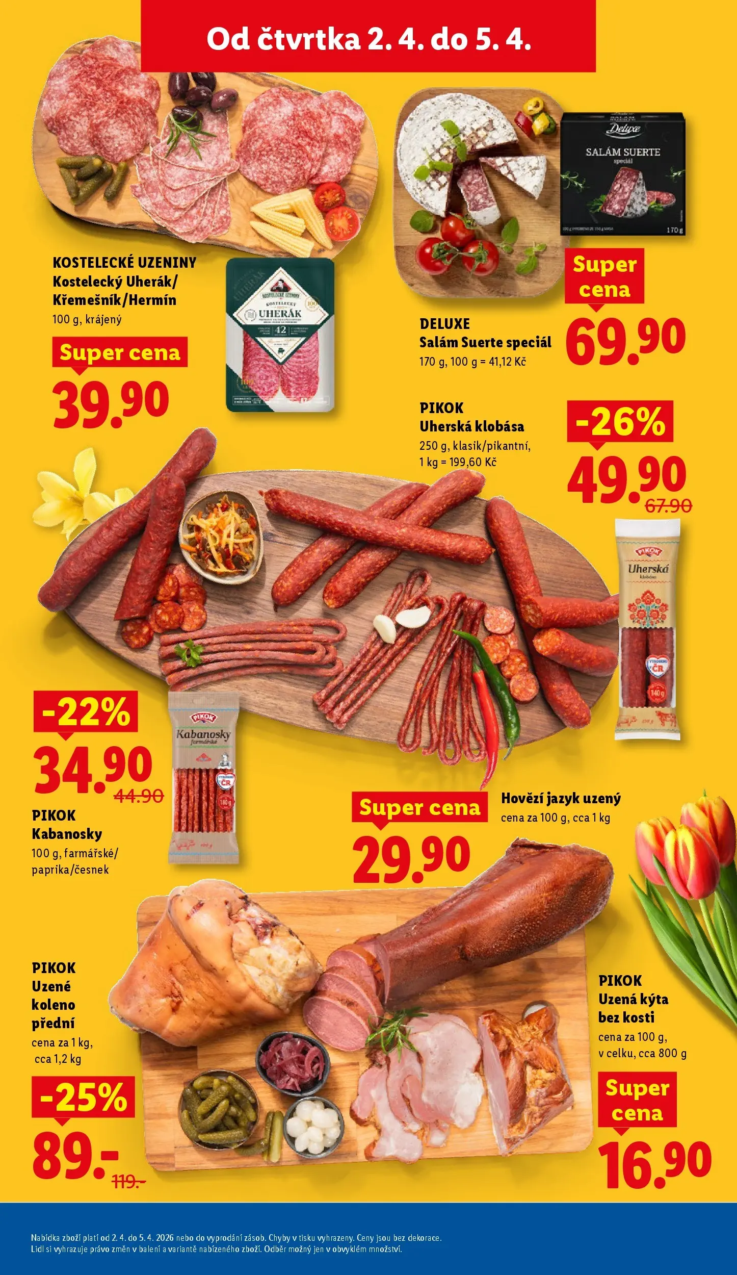 Lidl leták od 01.04.2026 - Nový akční leták | Strana: 15 | Produkty: Uherák, Salám, Uzená kýta, Kabanos