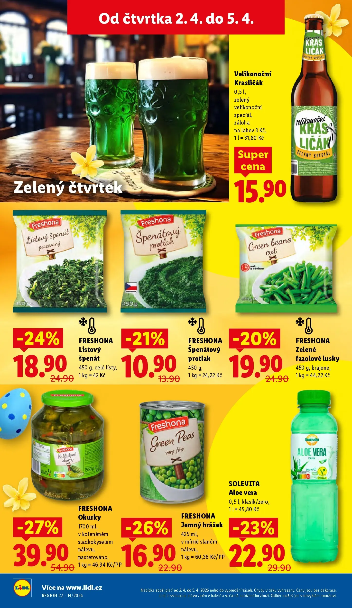 Lidl leták od 01.04.2026 - Nový akční leták | Strana: 18 | Produkty: Fazolové lusky, Solevita, Hrášek, Láhev