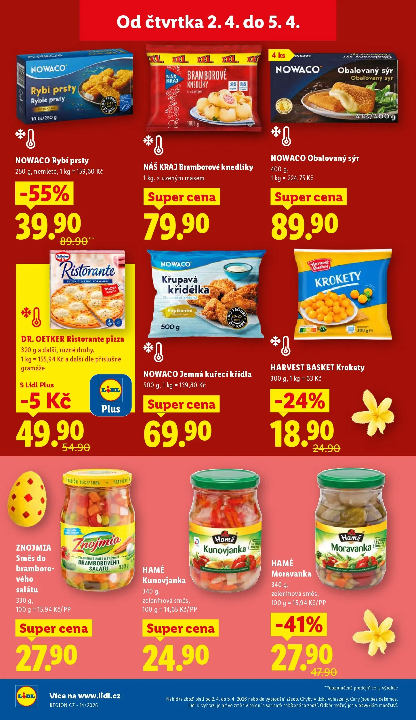Lidl leták od 01.04.2026 - Nový akční leták | Strana: 20 | Produkty: Krokety, Sýr, Pizza Dr. Oetker, Rybí prsty