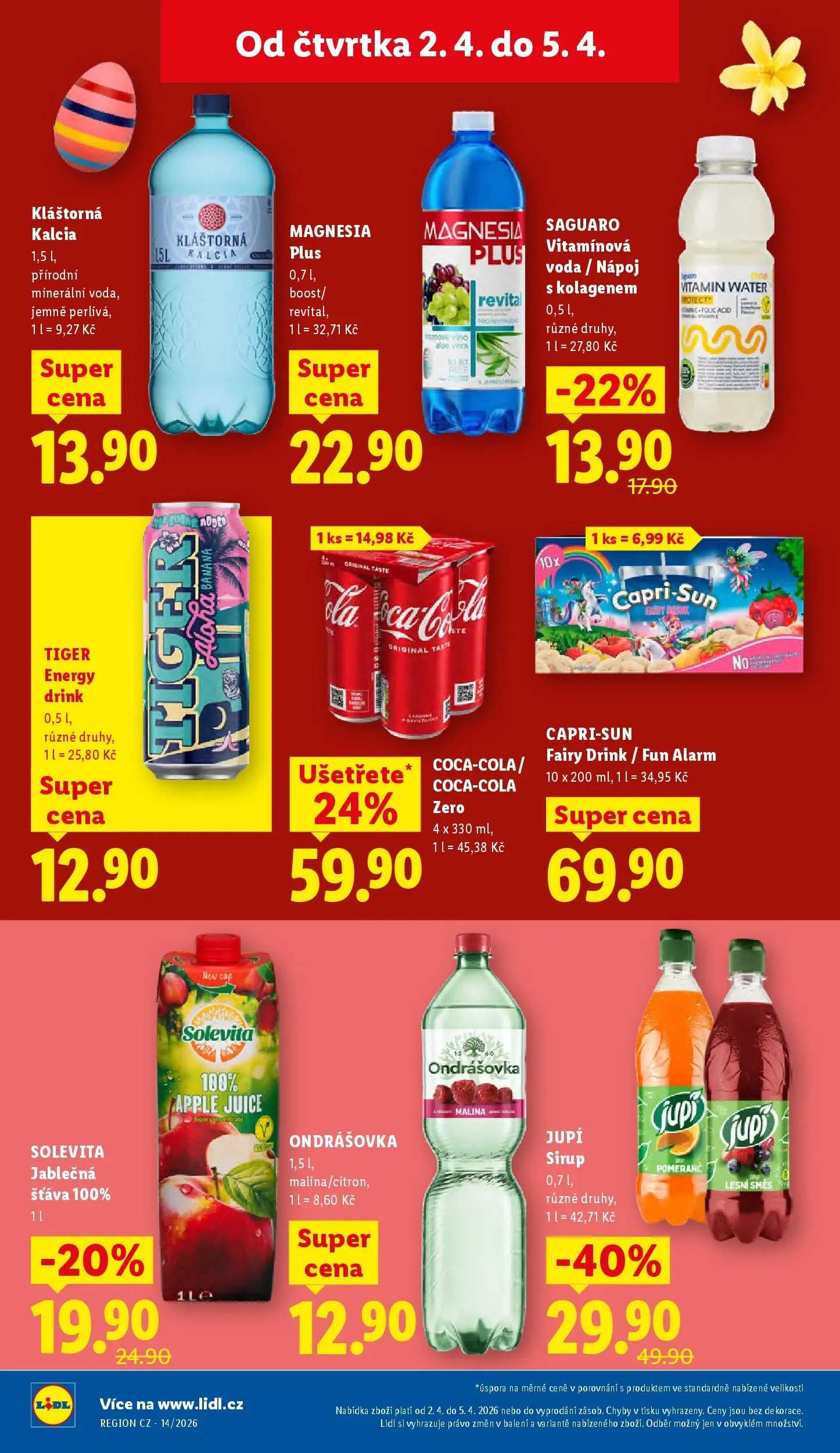 Lidl leták od 01.04.2026 - Nový akční leták | Strana: 24 | Produkty: Ondrášovka, Kláštorná kalcia, Cola, Energy drink