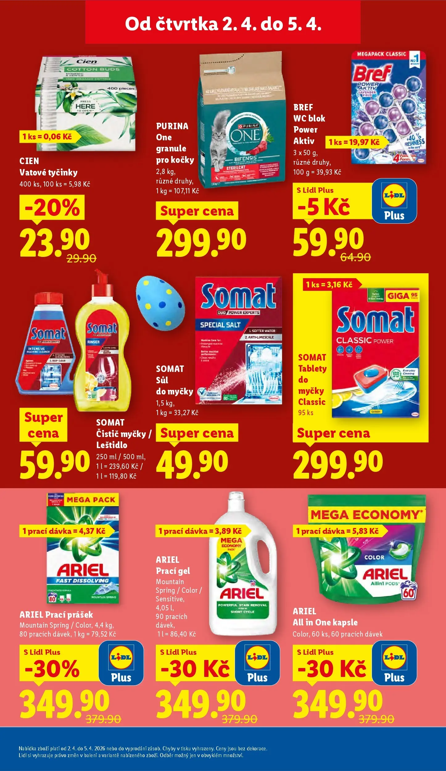 Lidl leták od 01.04.2026 - Nový akční leták | Strana: 27 | Produkty: Čistič myčky, Granule, Purina one, Wc