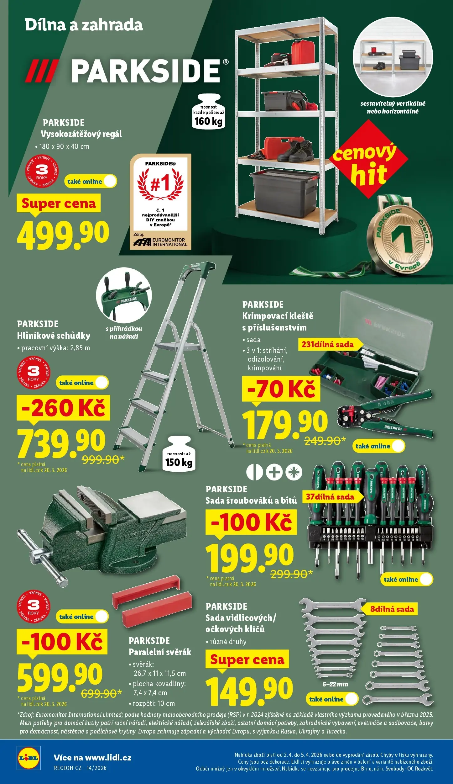 Lidl leták od 01.04.2026 - Nový akční leták | Strana: 32 | Produkty: Krimpovací kleště, Hliníkové schůdky, Regál, Barvy