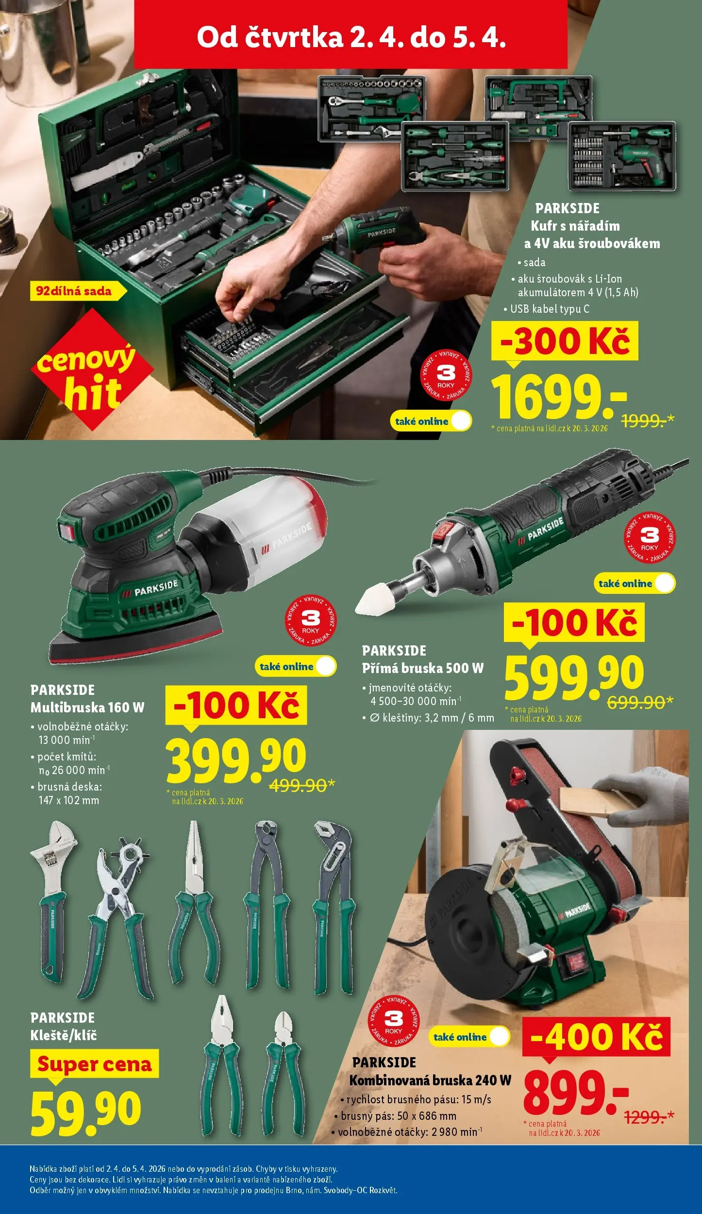 Lidl leták od 01.04.2026 - Nový akční leták | Strana: 33 | Produkty: Šroubovák, Bruska, USB, Aku šroubovák