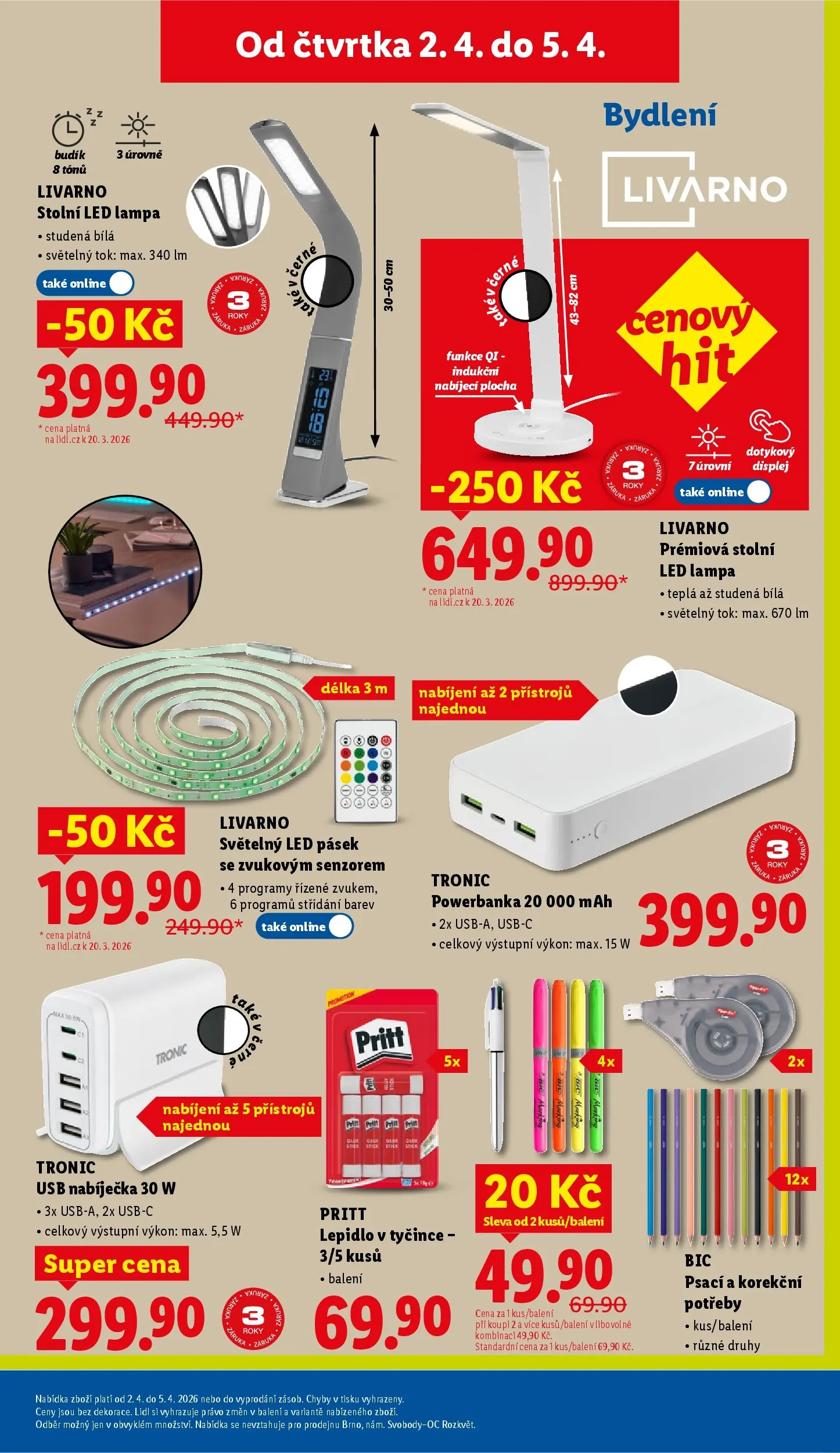 Lidl leták od 01.04.2026 - Nový akční leták | Strana: 38 | Produkty: LED lampa, USB, LED pásek, LED