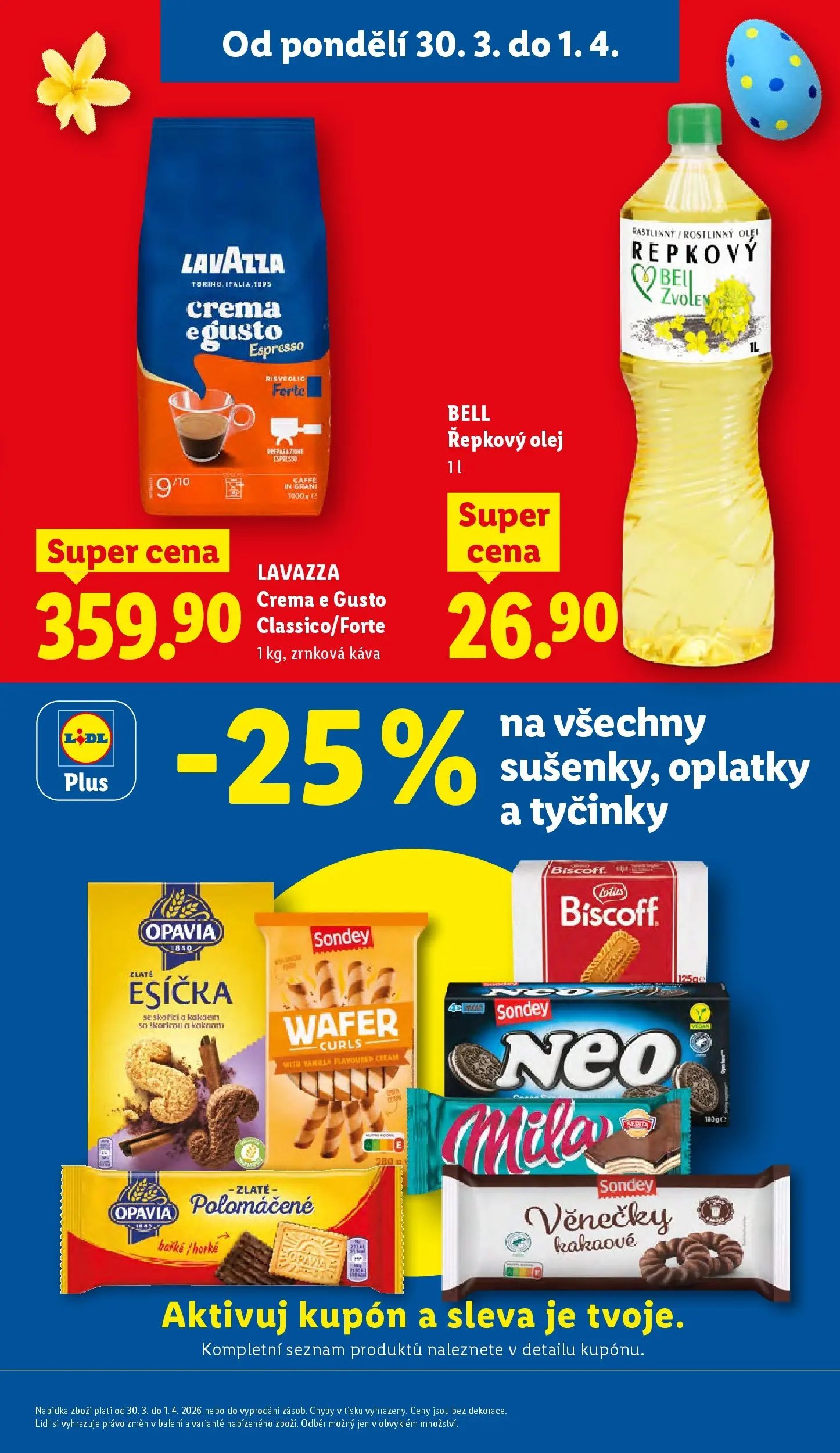 Lidl leták od 29.03.2026 - Nový akční leták | Strana: 3 | Produkty: Cookies, Lavazza, Tyčinky, Řepkový olej