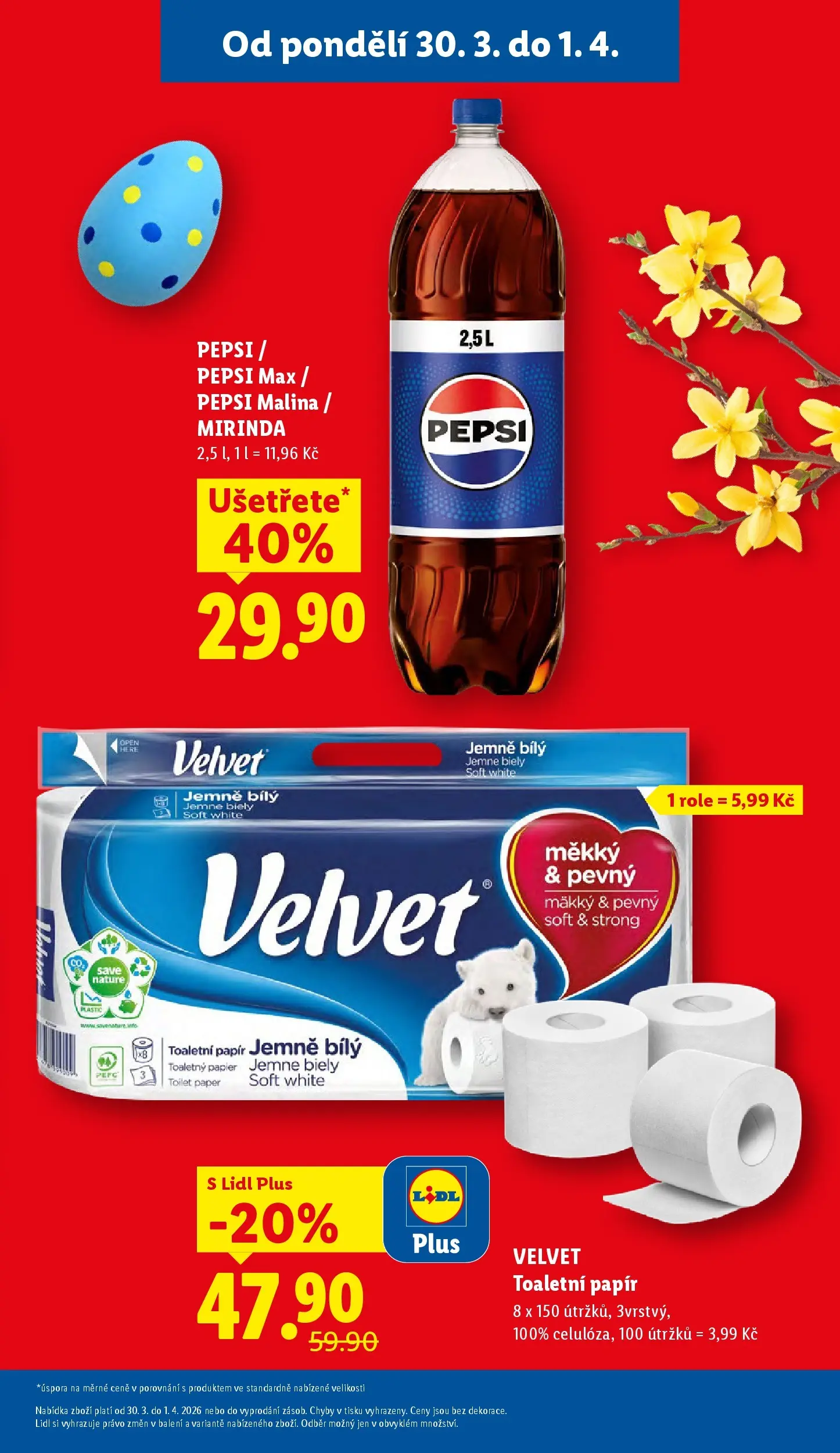 Lidl leták od 29.03.2026 - Nový akční leták | Strana: 5 | Produkty: Pepsi, Toaletní papír, Mirinda, Pepsi Max
