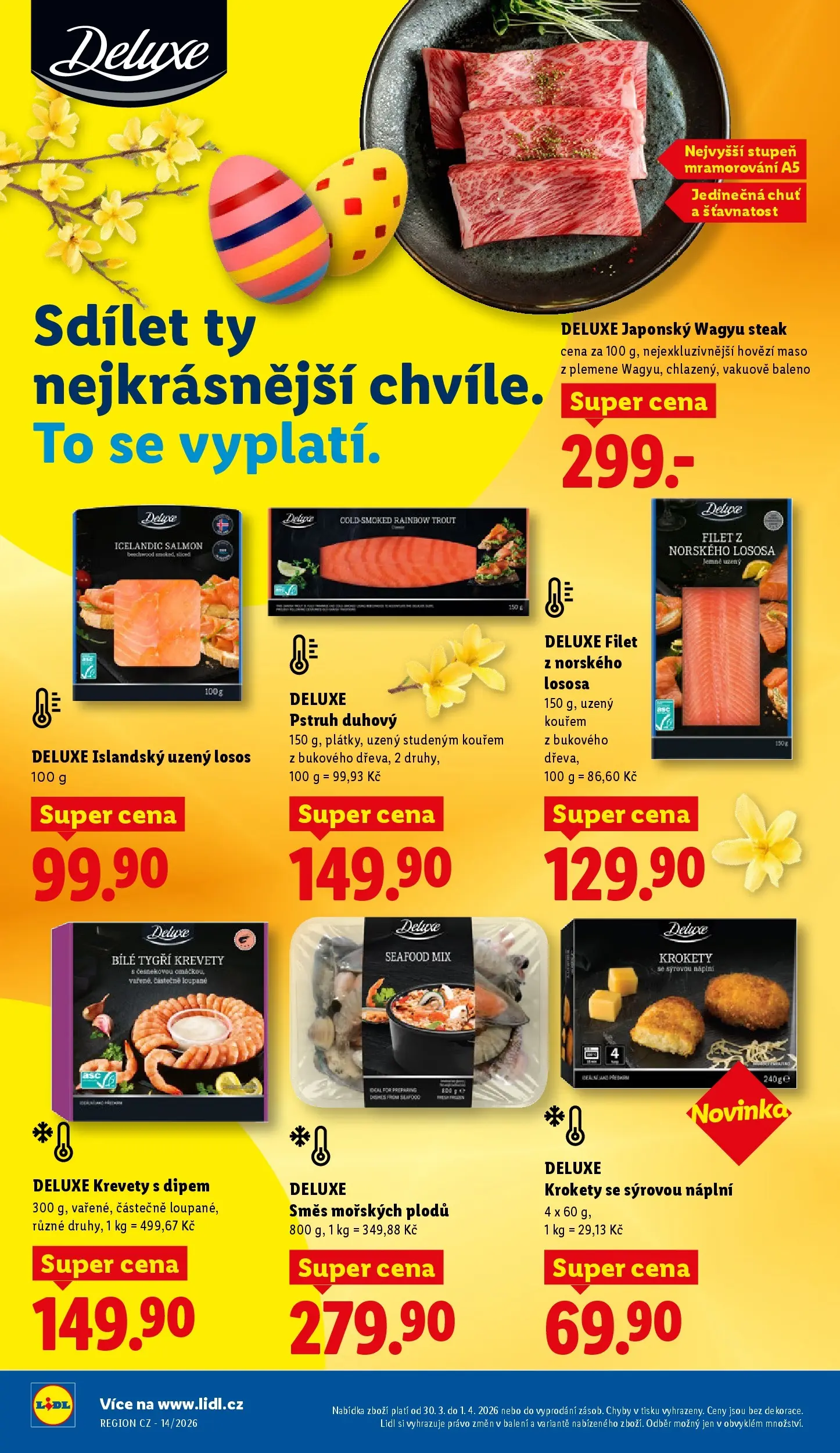 Lidl leták od 29.03.2026 - Nový akční leták | Strana: 14 | Produkty: Krokety, Losos, Deluxe, Filet