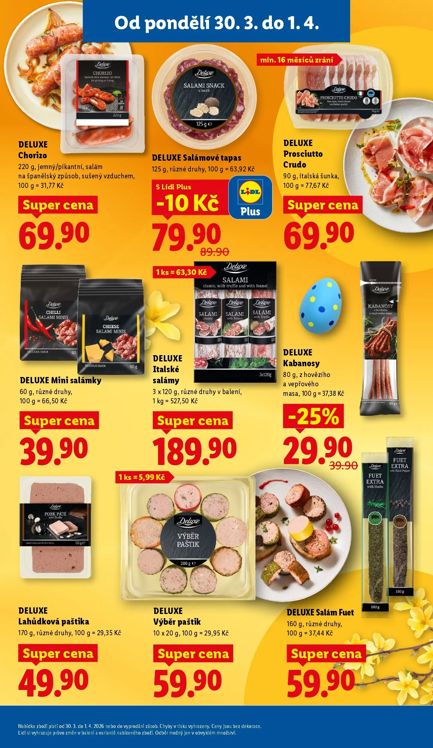 Lidl leták od 29.03.2026 - Nový akční leták | Strana: 15 | Produkty: Fuet Extra, Deluxe, Crudo, Paštika