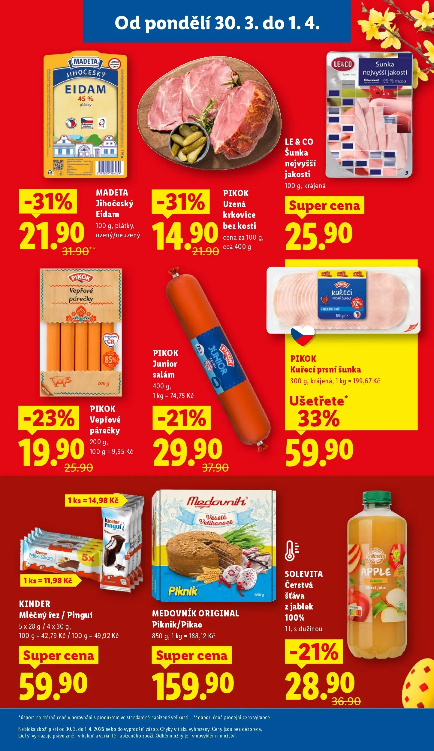 Lidl leták od 29.03.2026 - Nový akční leták | Strana: 21 | Produkty: Šunka, Medovník, Apple, Solevita
