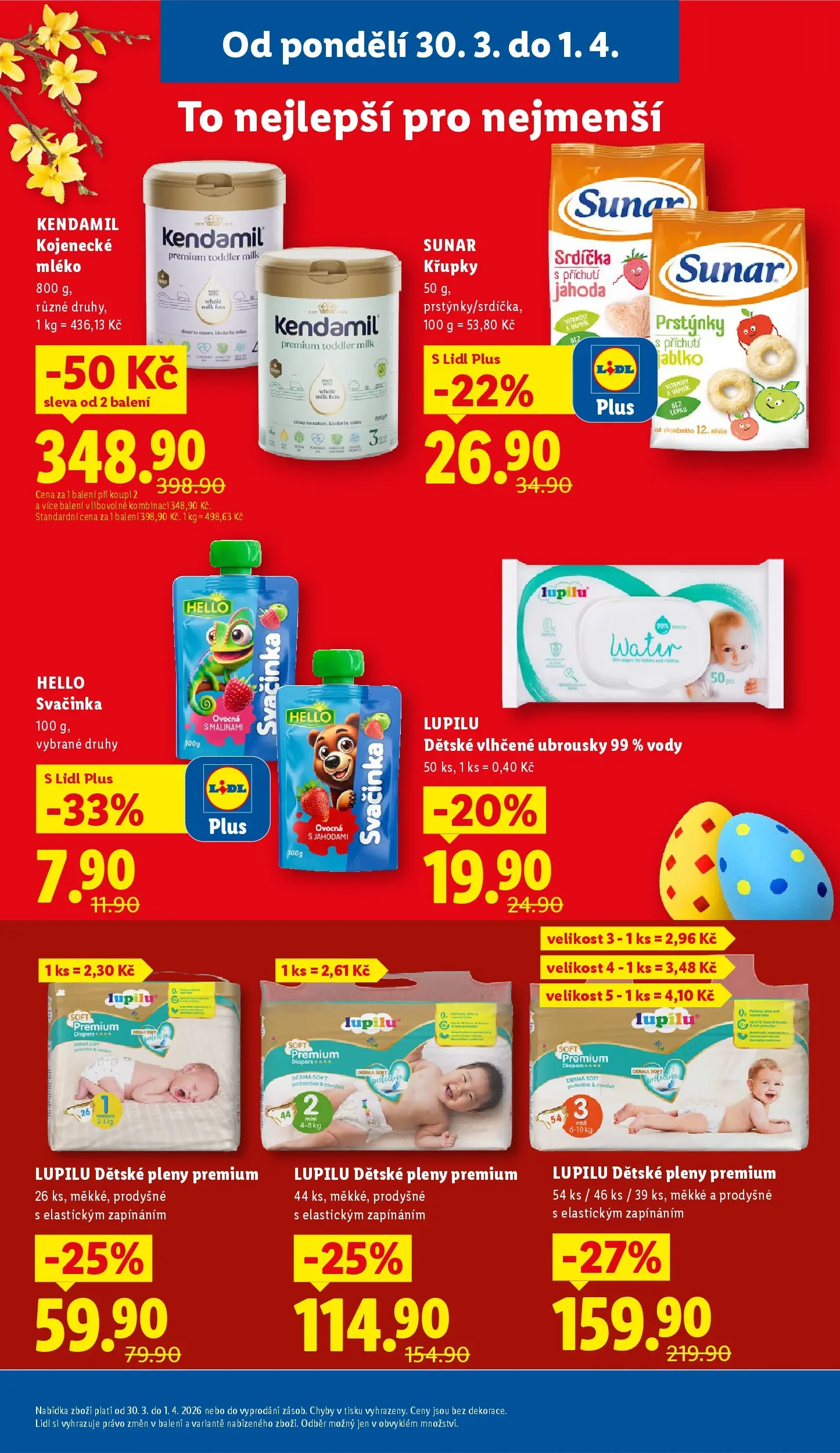 Lidl leták od 29.03.2026 - Nový akční leták | Strana: 26 | Produkty: Mléko, Kojenecké mléko, Ubrousky, Dětské pleny