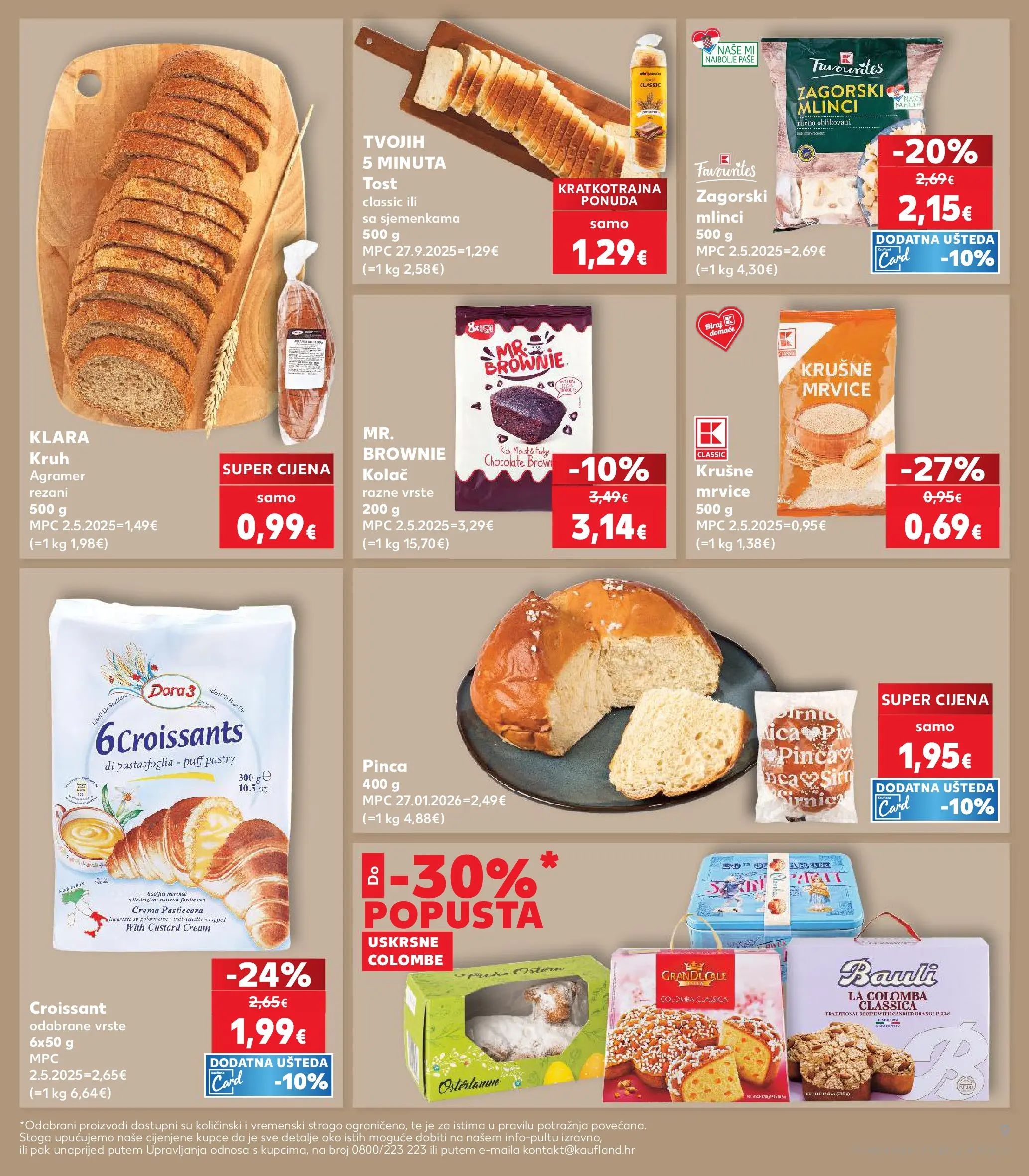 Kaufland - Kaufland katalog do 07.04.2026 novi od 31.03.2026 na listanje > letak digitalni | Stranica: 9 | Proizvodi: Krušne mrvice, Kruh, Toast, Mlinci