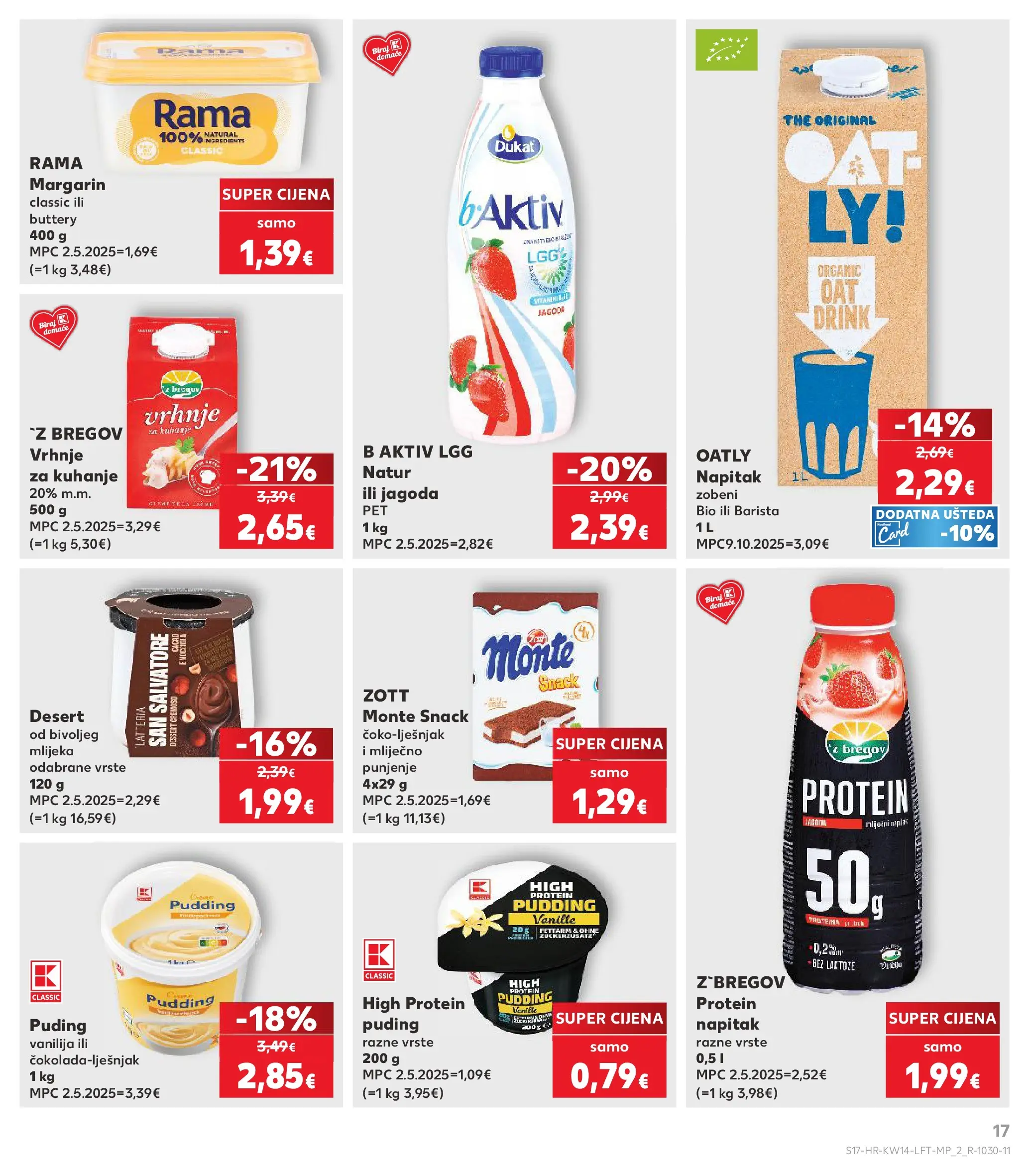 Kaufland - Kaufland katalog do 07.04.2026 novi od 31.03.2026 na listanje > letak digitalni | Stranica: 17 | Proizvodi: Protein puding, Puding, Margarin