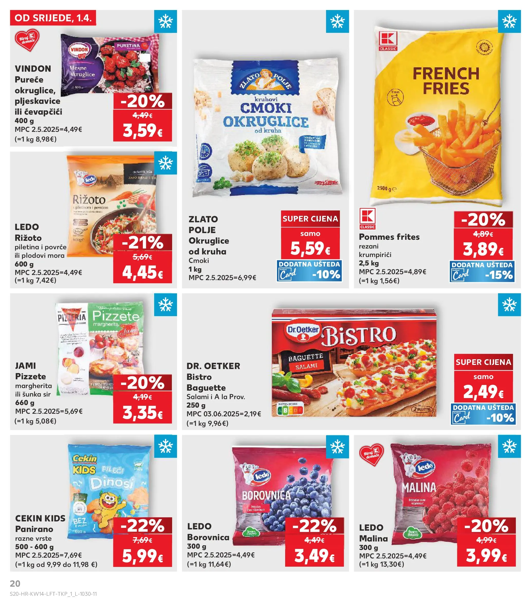 Kaufland - Kaufland katalog do 07.04.2026 novi od 31.03.2026 na listanje > letak digitalni | Stranica: 20 | Proizvodi: Okruglice, Rižoto, Pljeskavice, Povrće