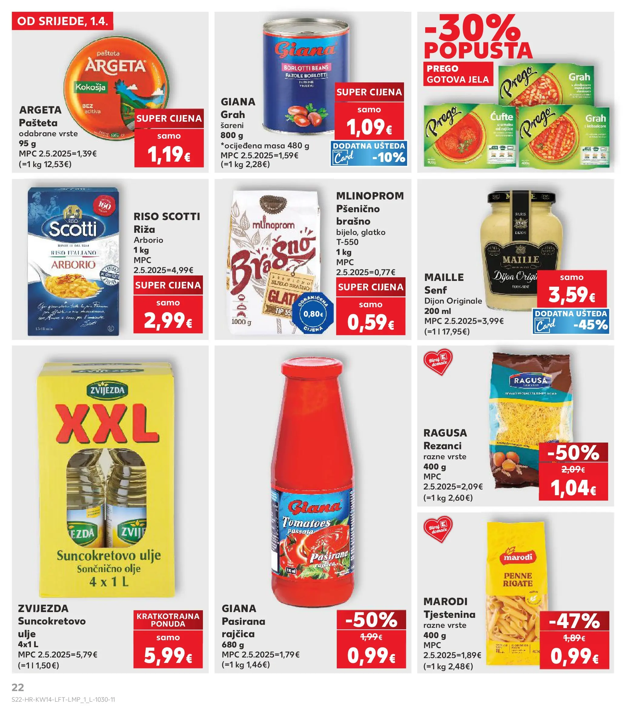 Kaufland - Kaufland katalog do 07.04.2026 novi od 31.03.2026 na listanje > letak digitalni | Stranica: 22 | Proizvodi: Pasirana rajčica, Ulje, Rajčica, Senf
