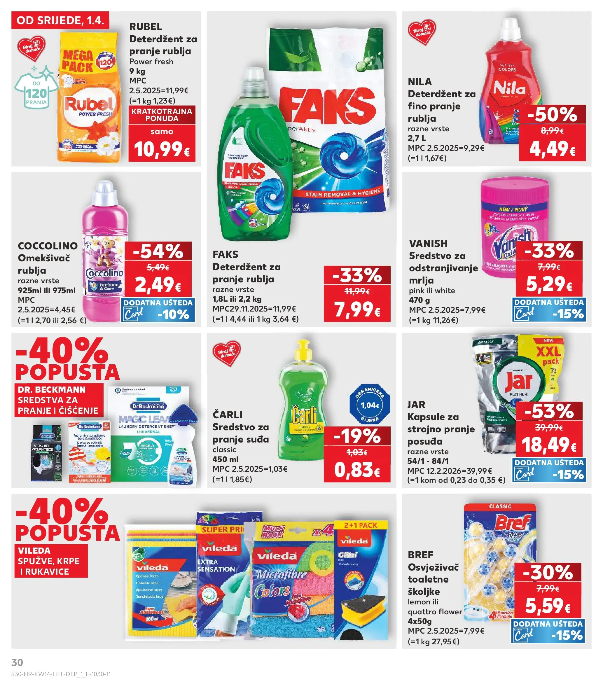 Kaufland - Kaufland katalog do 07.04.2026 novi od 31.03.2026 na listanje > letak digitalni | Stranica: 30 | Proizvodi: Faks, Deterdžent za pranje rublja, Omekšivač, Nila