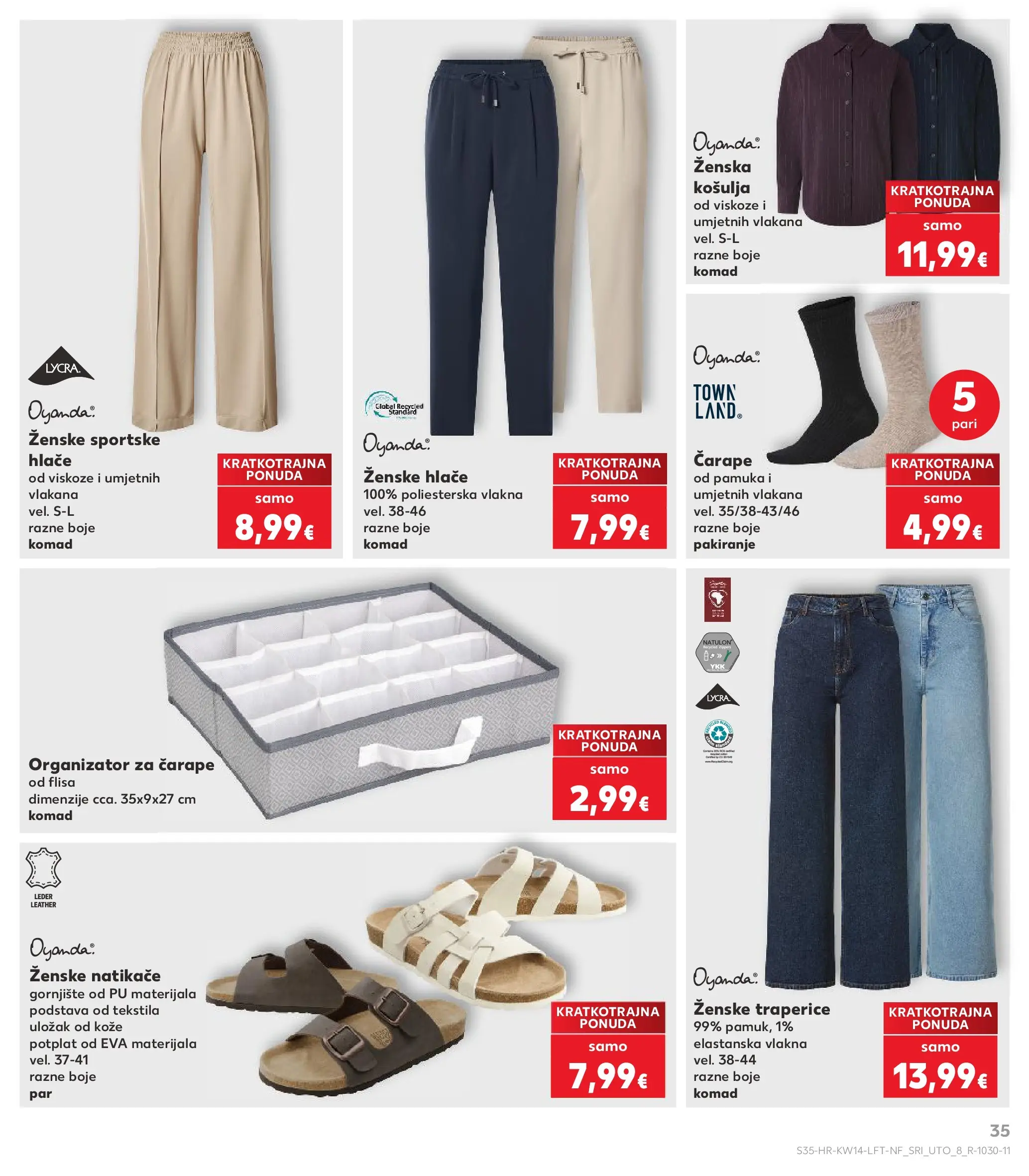 Kaufland - Kaufland katalog do 07.04.2026 novi od 31.03.2026 na listanje > letak digitalni | Stranica: 35 | Proizvodi: Natikače, Košulja, Čarape, Traperice