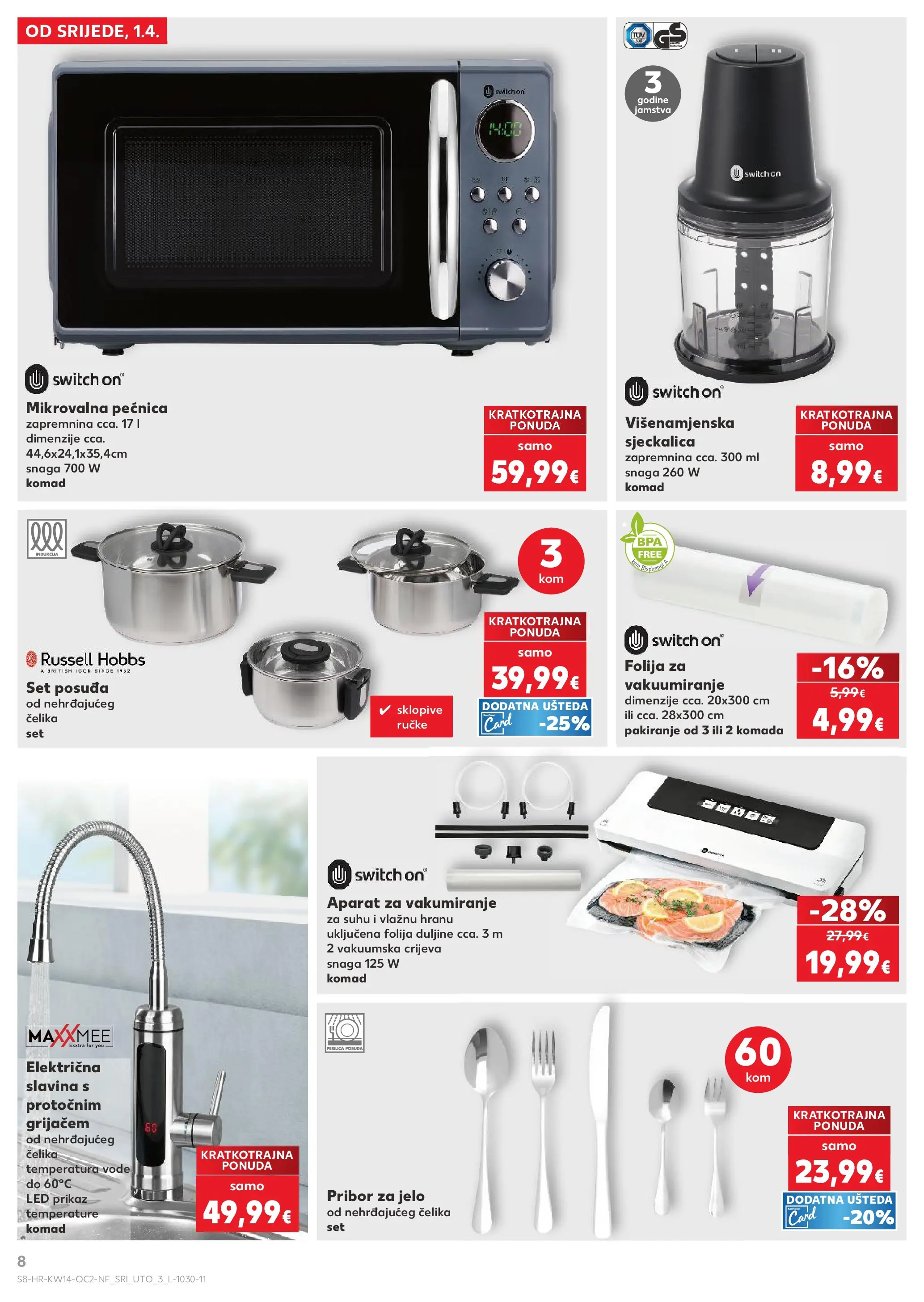 Kaufland - Kaufland katalog do 07.04.2026 novi od 31.03.2026 na listanje > letak digitalni | Stranica: 8 | Proizvodi: Sjeckalica, Pribor za jelo, Pećnica, Mikrovalna pećnica