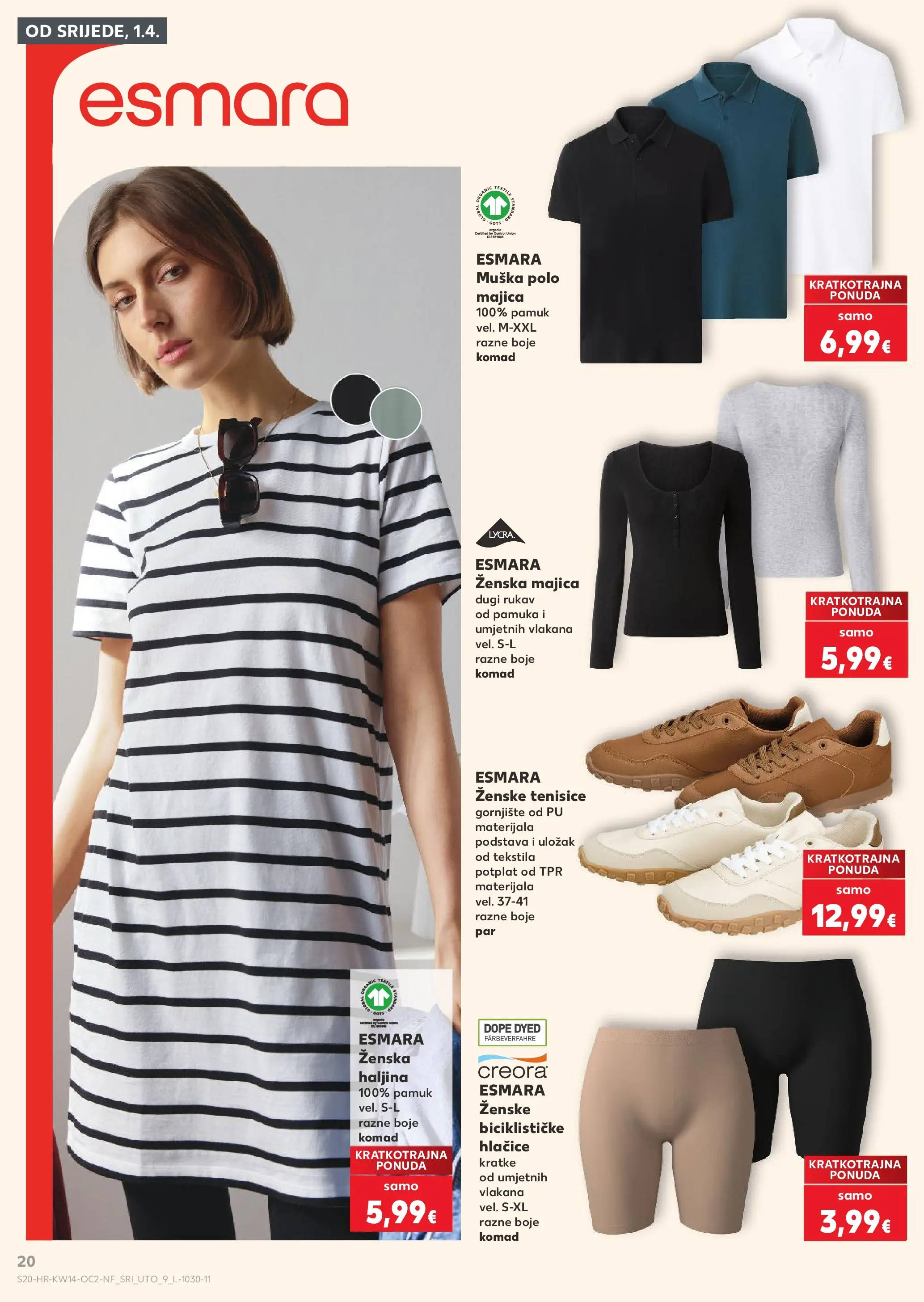 Kaufland - Kaufland katalog do 07.04.2026 novi od 31.03.2026 na listanje > letak digitalni | Stranica: 20 | Proizvodi: Majica, Tenisice, Haljina