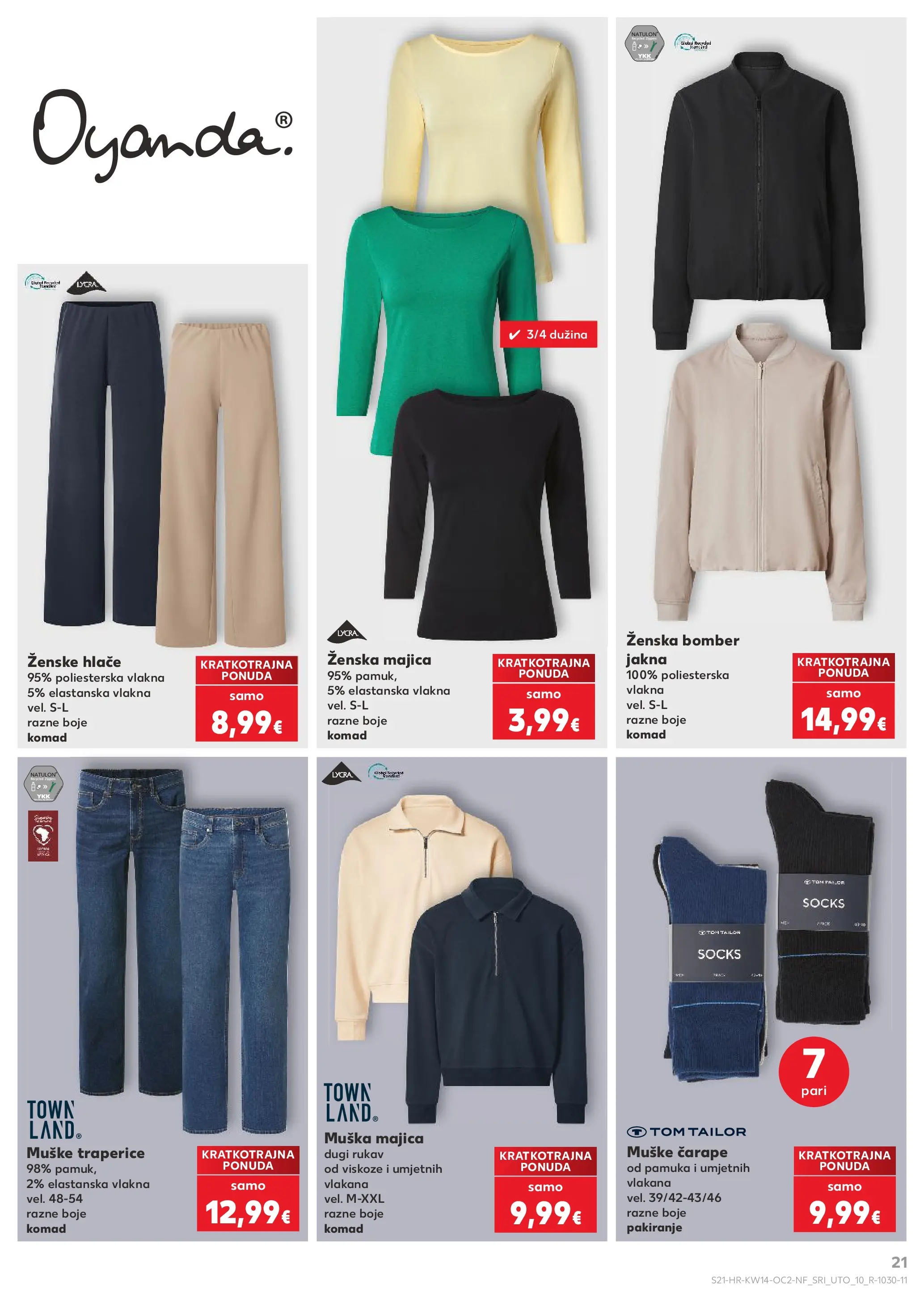 Kaufland - Kaufland katalog do 07.04.2026 novi od 31.03.2026 na listanje > letak digitalni | Stranica: 21 | Proizvodi: Majica, Hlače, Čarape, Traperice