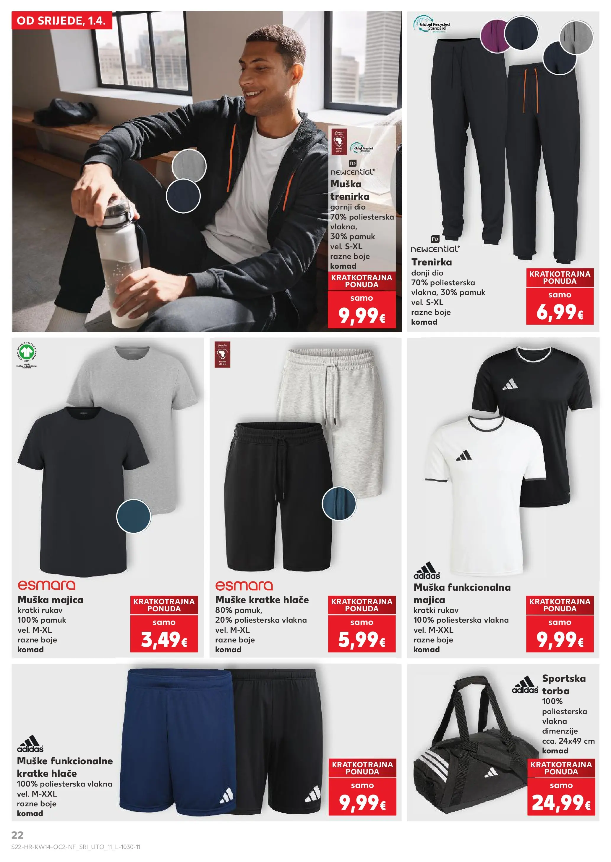 Kaufland - Kaufland katalog do 07.04.2026 novi od 31.03.2026 na listanje > letak digitalni | Stranica: 22 | Proizvodi: Majica, Hlače, Torba, Trenirka