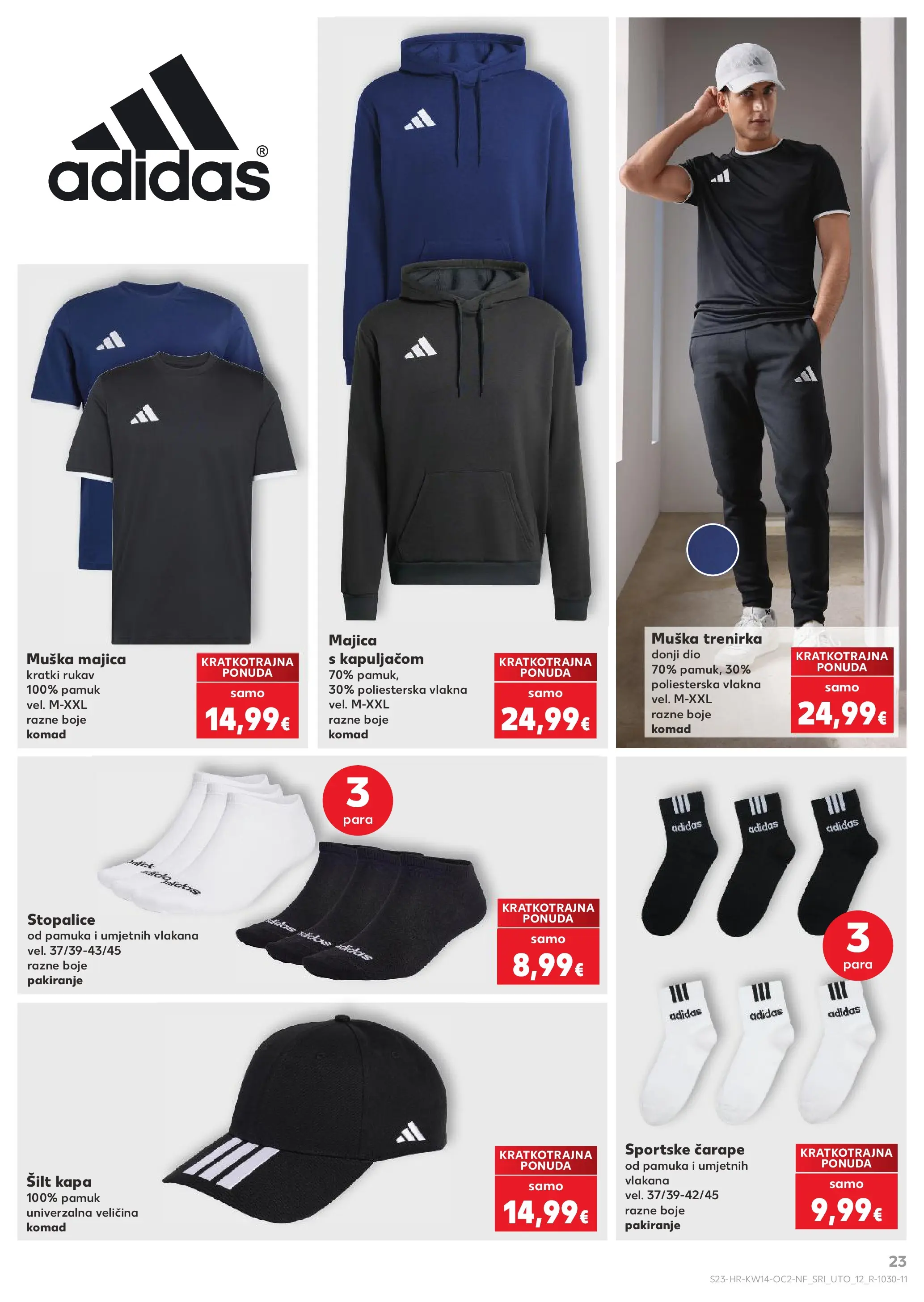 Kaufland - Kaufland katalog do 07.04.2026 novi od 31.03.2026 na listanje > letak digitalni | Stranica: 23 | Proizvodi: Majica s kapuljačom, Majica, Čarape, Trenirka