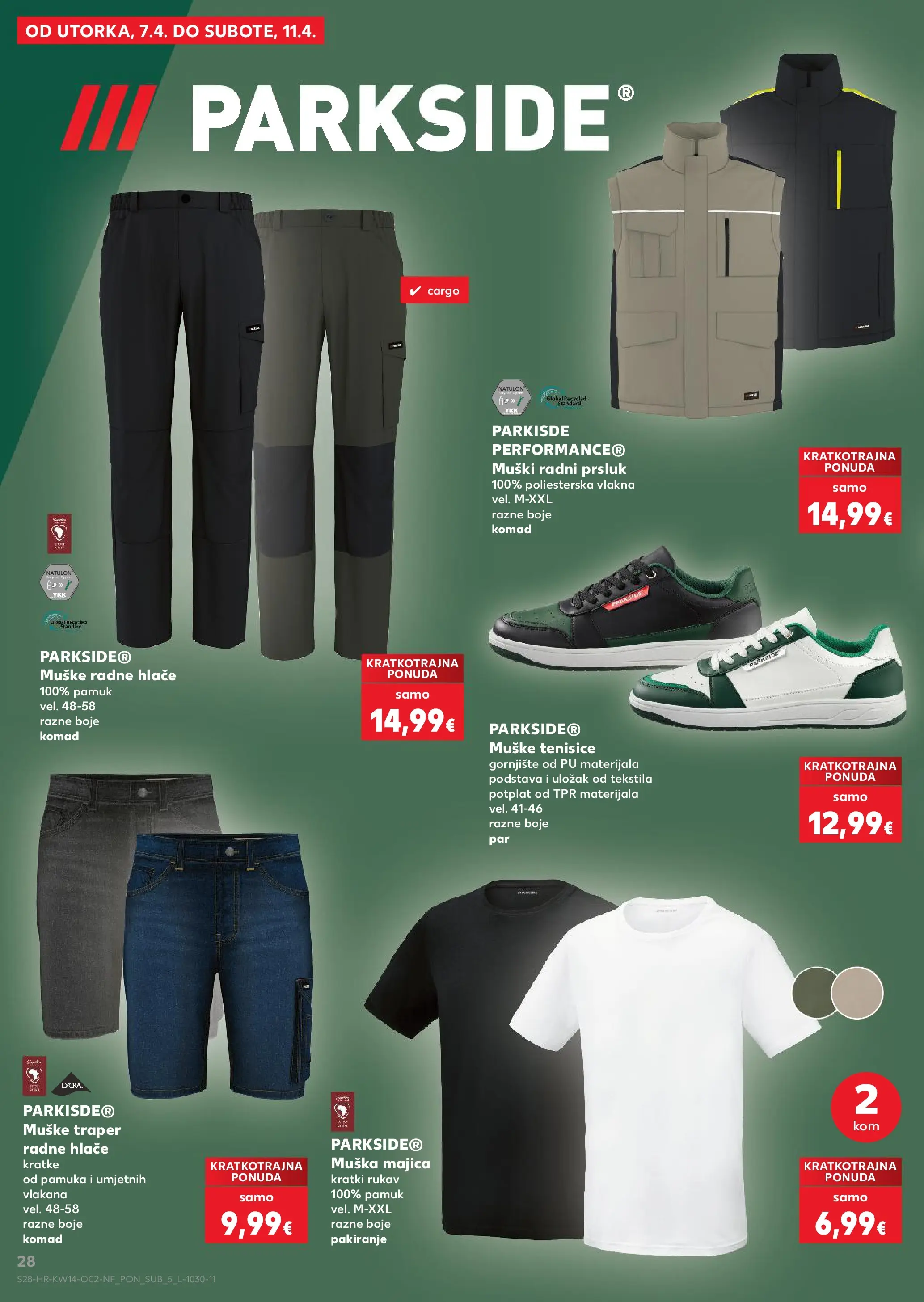 Kaufland - Kaufland katalog do 07.04.2026 novi od 31.03.2026 na listanje > letak digitalni | Stranica: 28 | Proizvodi: Majica, Hlače, Tenisice, Parkside