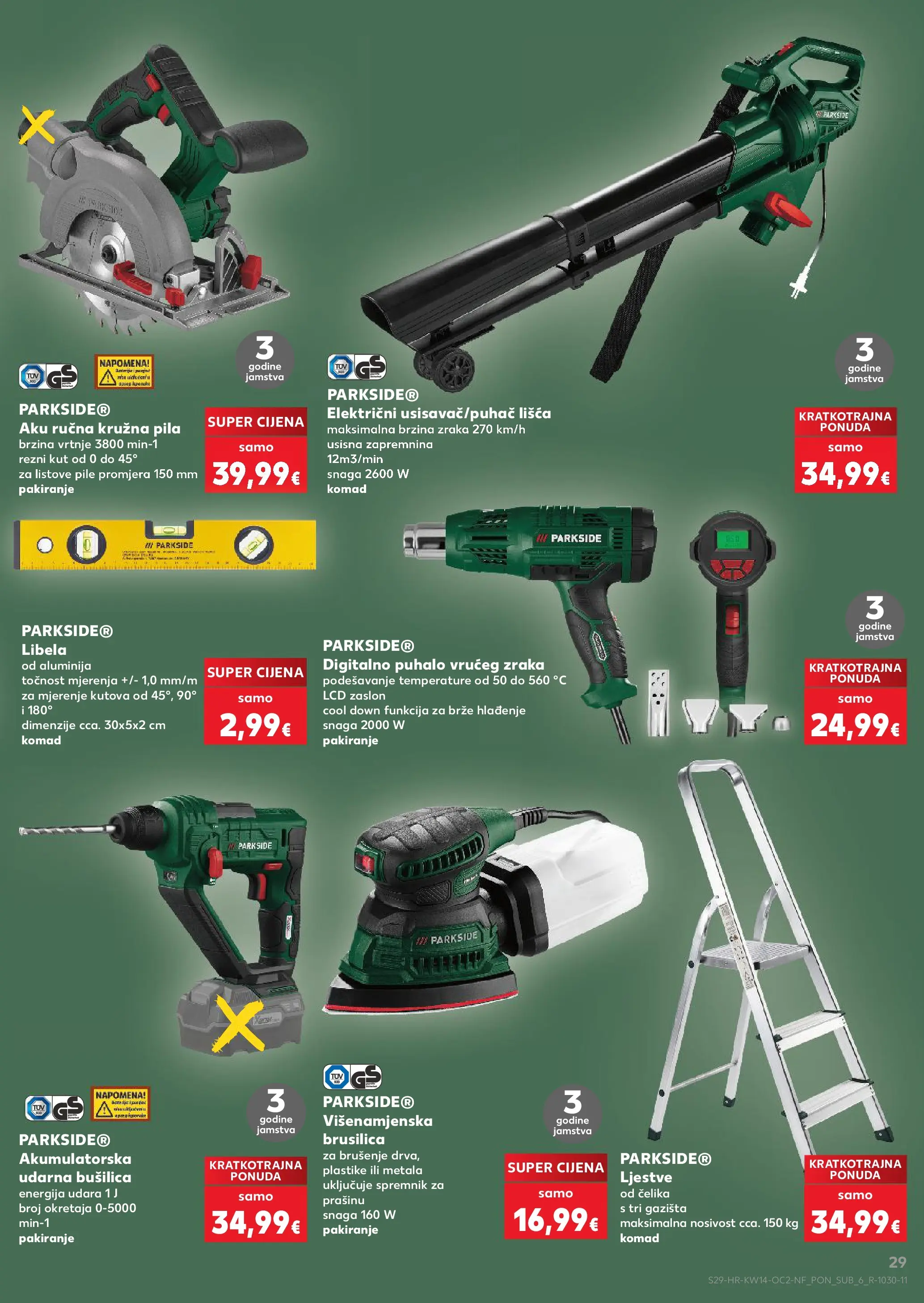 Kaufland - Kaufland katalog do 07.04.2026 novi od 31.03.2026 na listanje > letak digitalni | Stranica: 29 | Proizvodi: Brusilica, Ljestve, Bušilica, Parkside