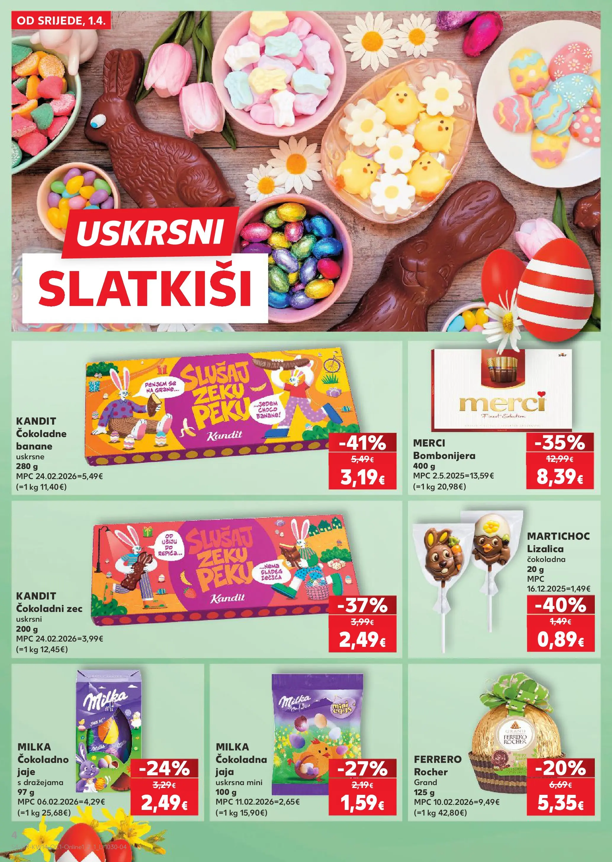 Kaufland - Kaufland katalog do 07.04.2026 novi od 31.03.2026 na listanje > letak digitalni | Stranica: 4 | Proizvodi: Jaja, Banane, Milka, Ferrero Rocher