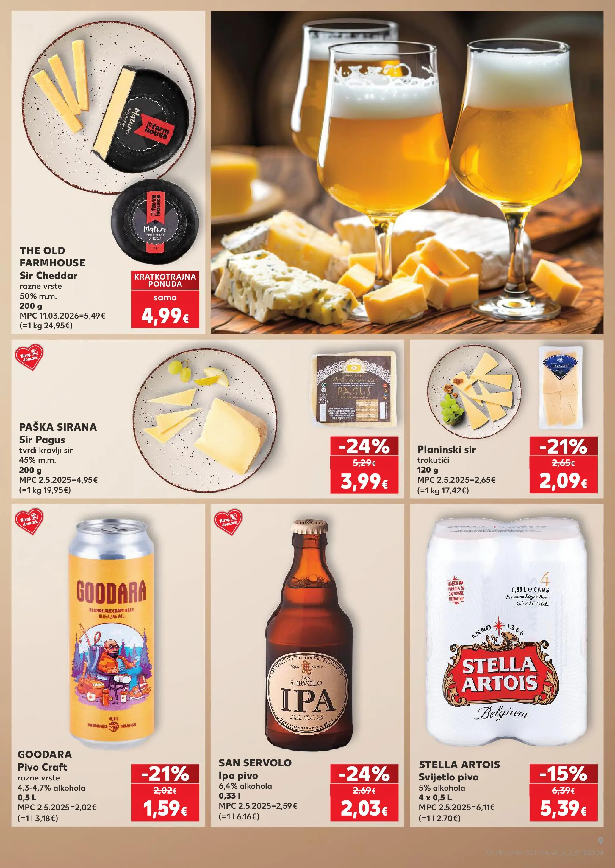 Kaufland - Kaufland katalog do 07.04.2026 novi od 31.03.2026 na listanje > letak digitalni | Stranica: 9 | Proizvodi: Sir, Pivo