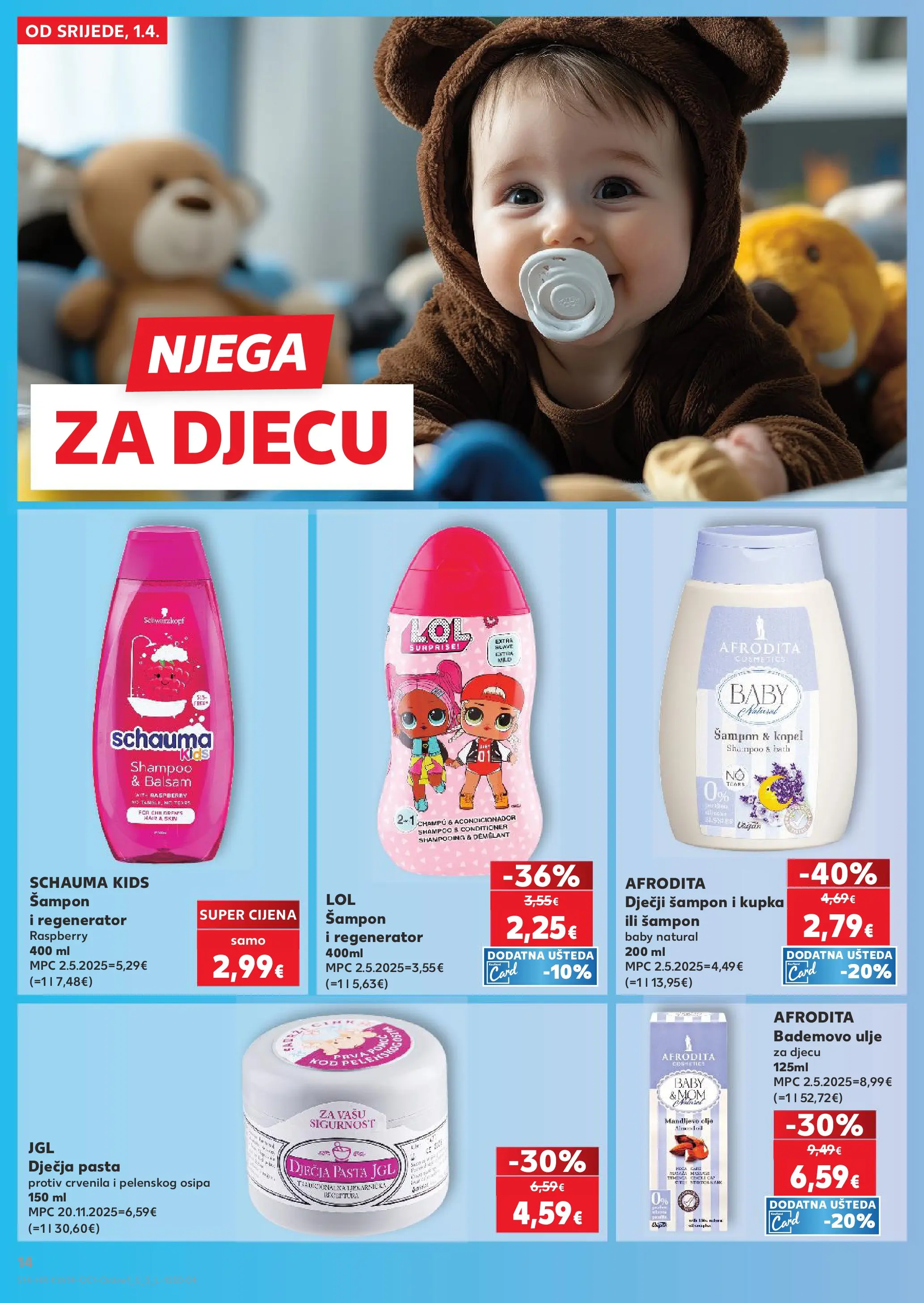 Kaufland - Kaufland katalog do 07.04.2026 novi od 31.03.2026 na listanje > letak digitalni | Stranica: 14 | Proizvodi: Kupka, Šampon, Regenerator, Ulje