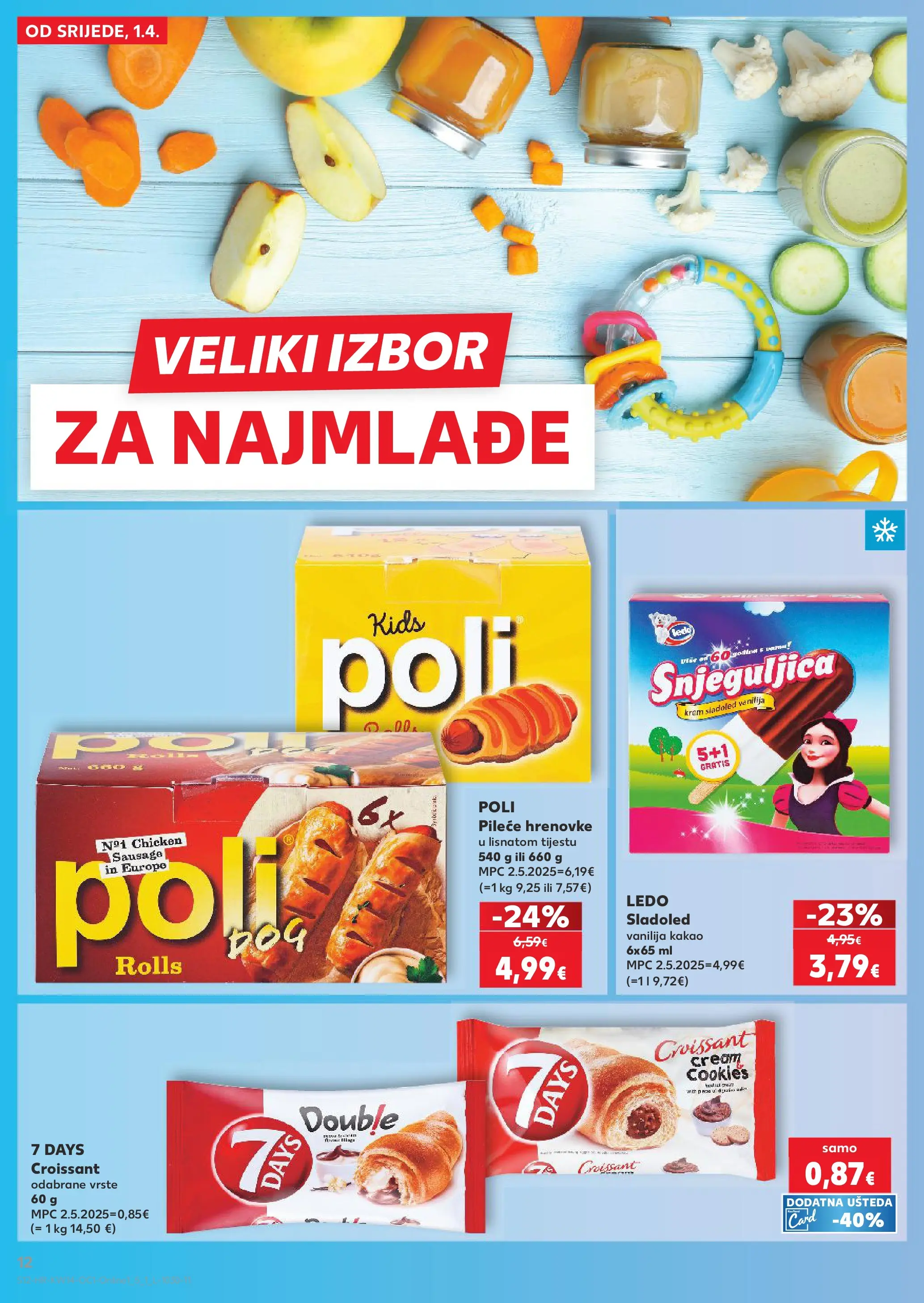 Kaufland - Kaufland katalog do 07.04.2026 novi od 31.03.2026 na listanje > letak digitalni | Stranica: 12 | Proizvodi: Hrenovke, Ledo, Sladoled, Kakao