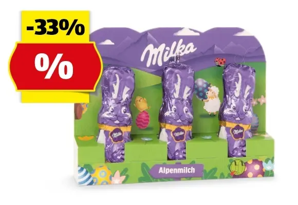 MILKA Schmunzelhasen, 3 x 15 g