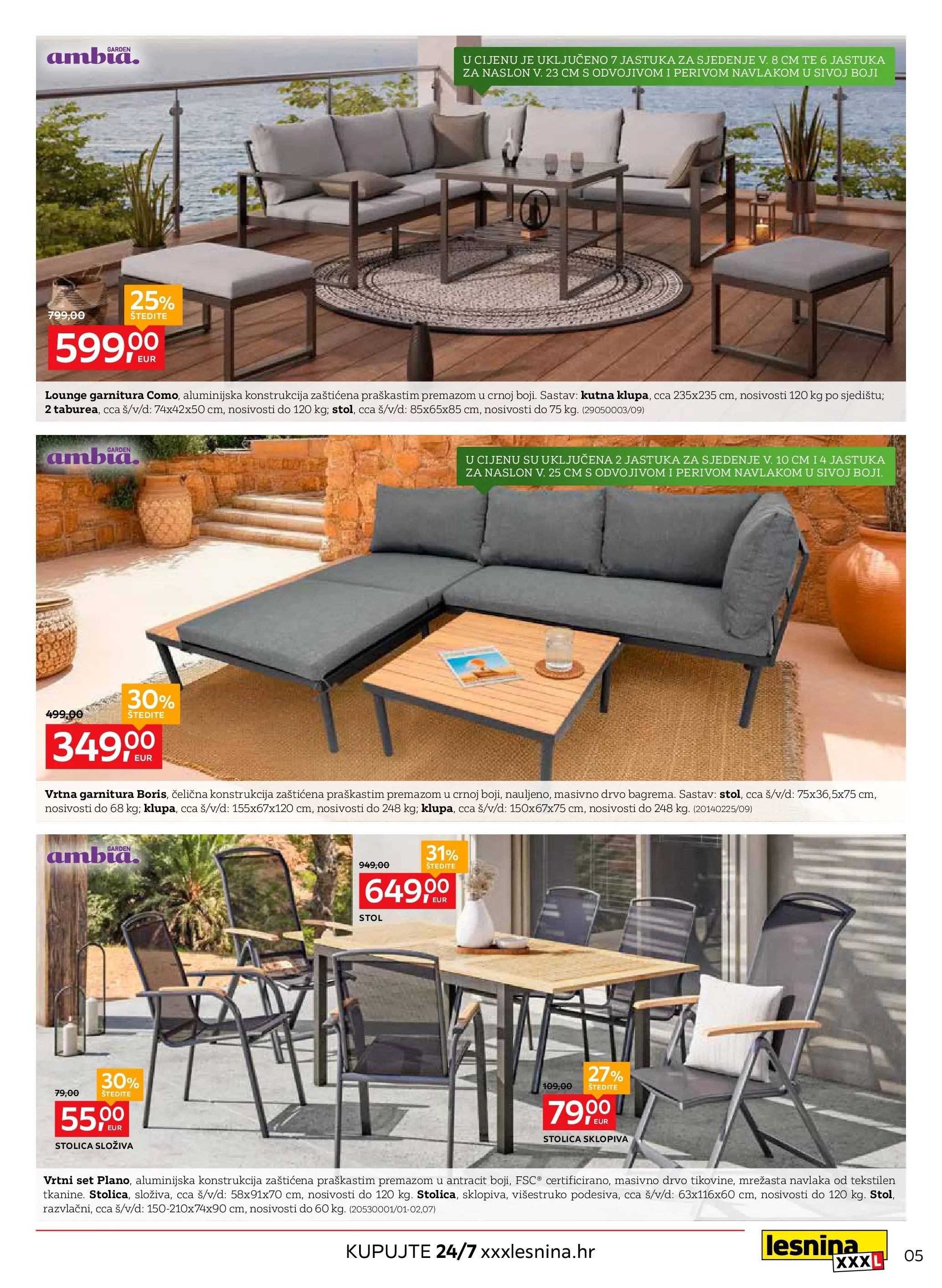 Lesnina - Lesnina XXXL: Oaza za opuštanje namjestaj katalog do 23.04.2026 novi od 30.03.2026 na listanje > letak digitalni | Stranica: 5 | Proizvodi: Stolica, Vrtna garnitura