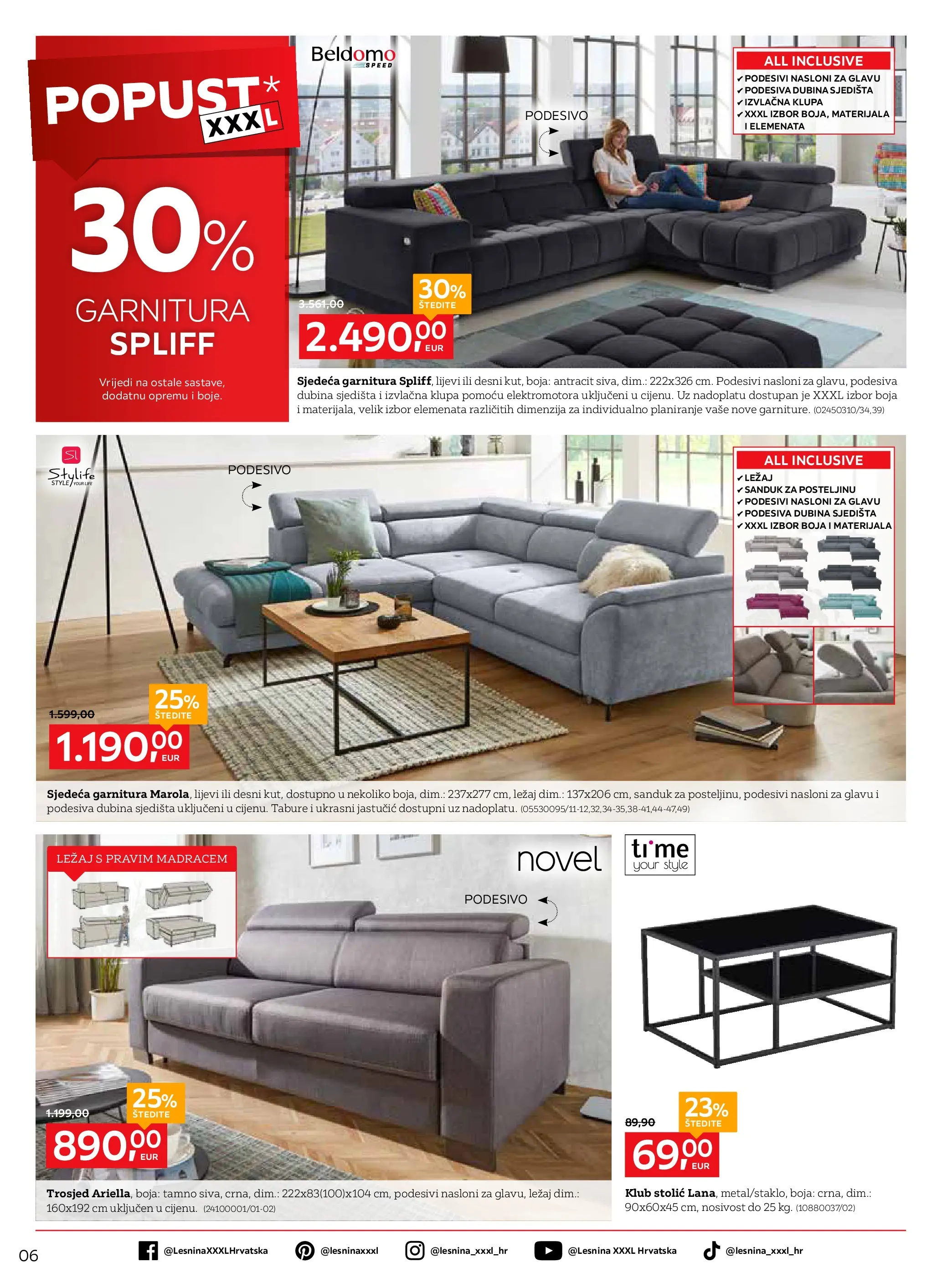 Lesnina - Lesnina XXXL: Oaza za opuštanje namjestaj katalog do 23.04.2026 novi od 30.03.2026 na listanje > letak digitalni | Stranica: 6 | Proizvodi: Trosjed, Stolić, Tabure