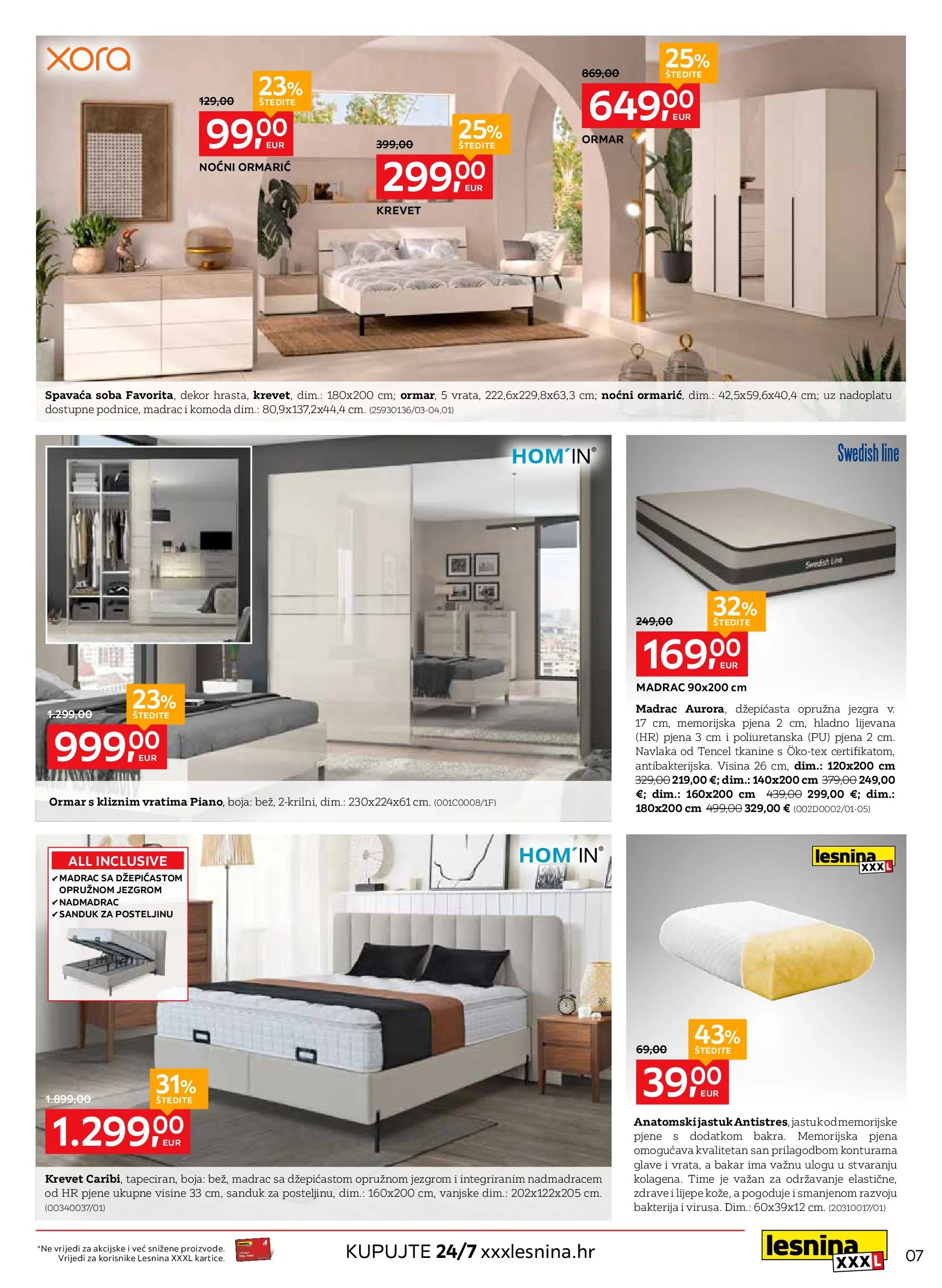 Lesnina - Lesnina XXXL: Oaza za opuštanje namjestaj katalog do 23.04.2026 novi od 30.03.2026 na listanje > letak digitalni | Stranica: 7 | Proizvodi: Krevet, Madrac, Jastuk, Noćni ormarić