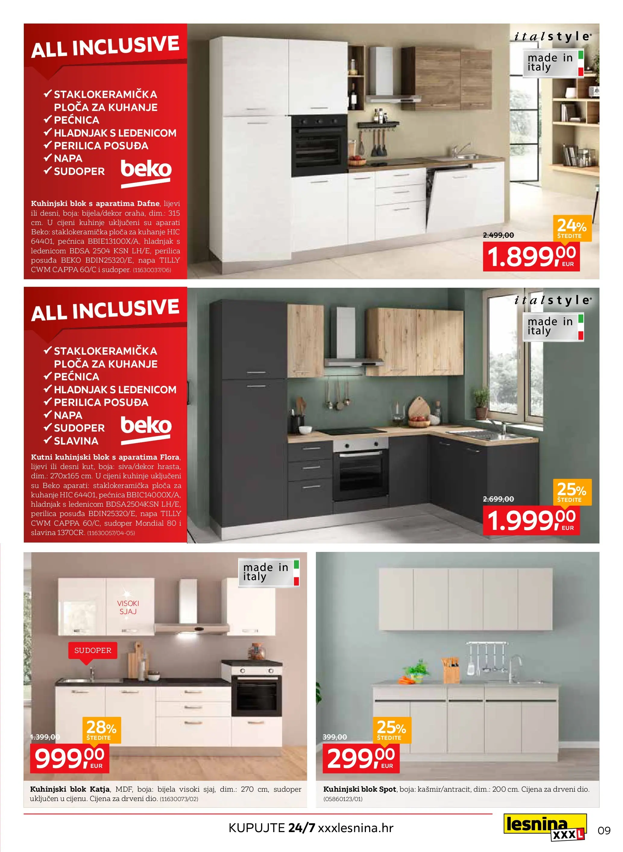 Lesnina - Lesnina XXXL: Oaza za opuštanje namjestaj katalog do 23.04.2026 novi od 30.03.2026 na listanje > letak digitalni | Stranica: 9 | Proizvodi: Perilica posuđa, Hladnjak, Pećnica, Ploča za kuhanje