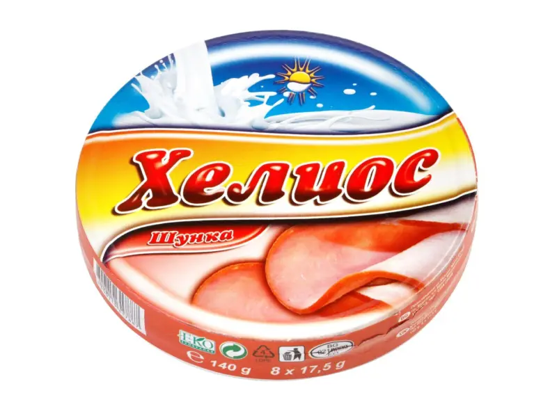 Хелиос Топено сирене 140 гр секторно с шунка