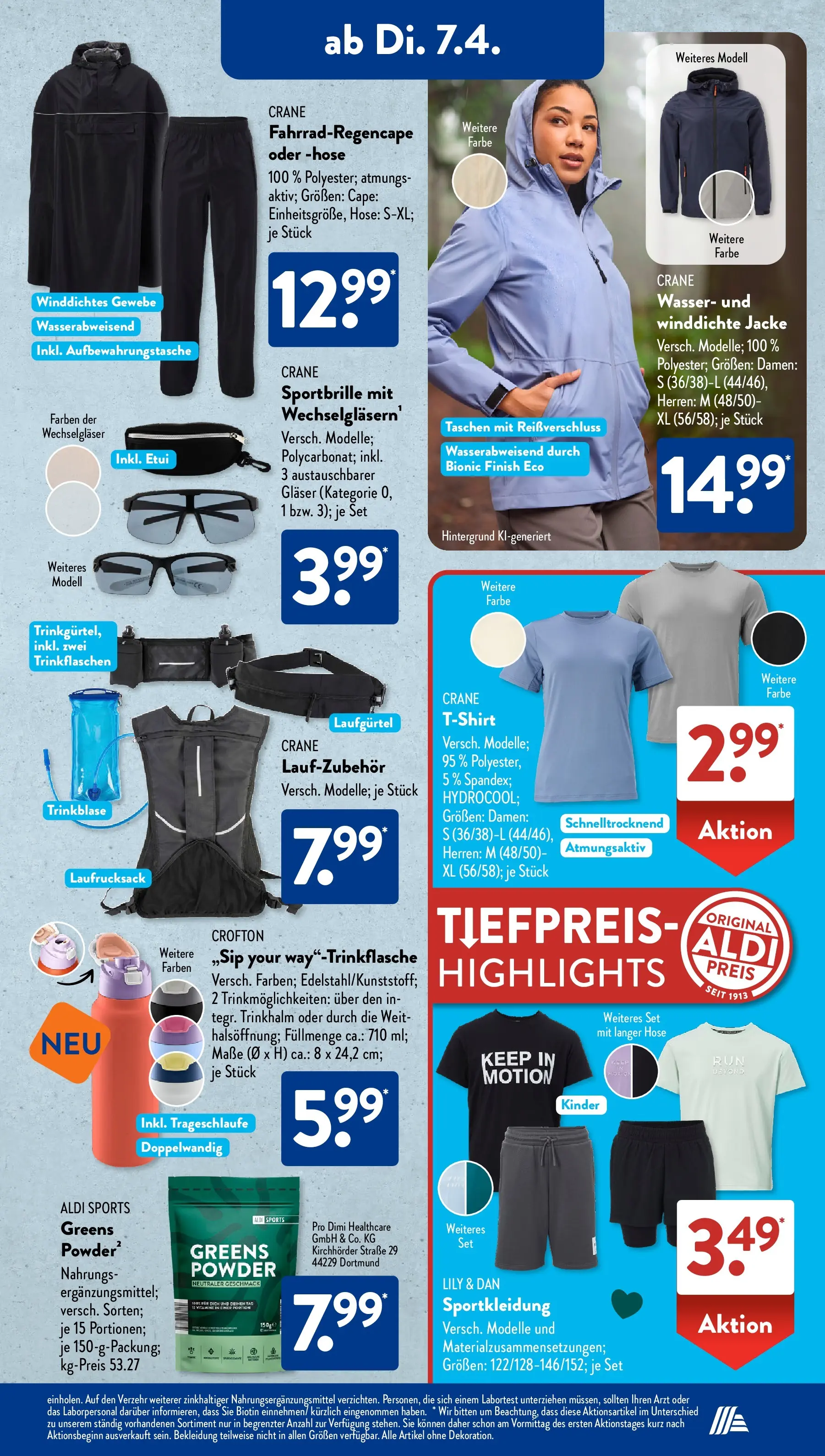 Aldi Süd - Aldi Süd: Wochenangebote (ab 05.04.2026) zum Blättern | Seite: 13 | Produkte: Finish, Wasser, Jacke, Hose