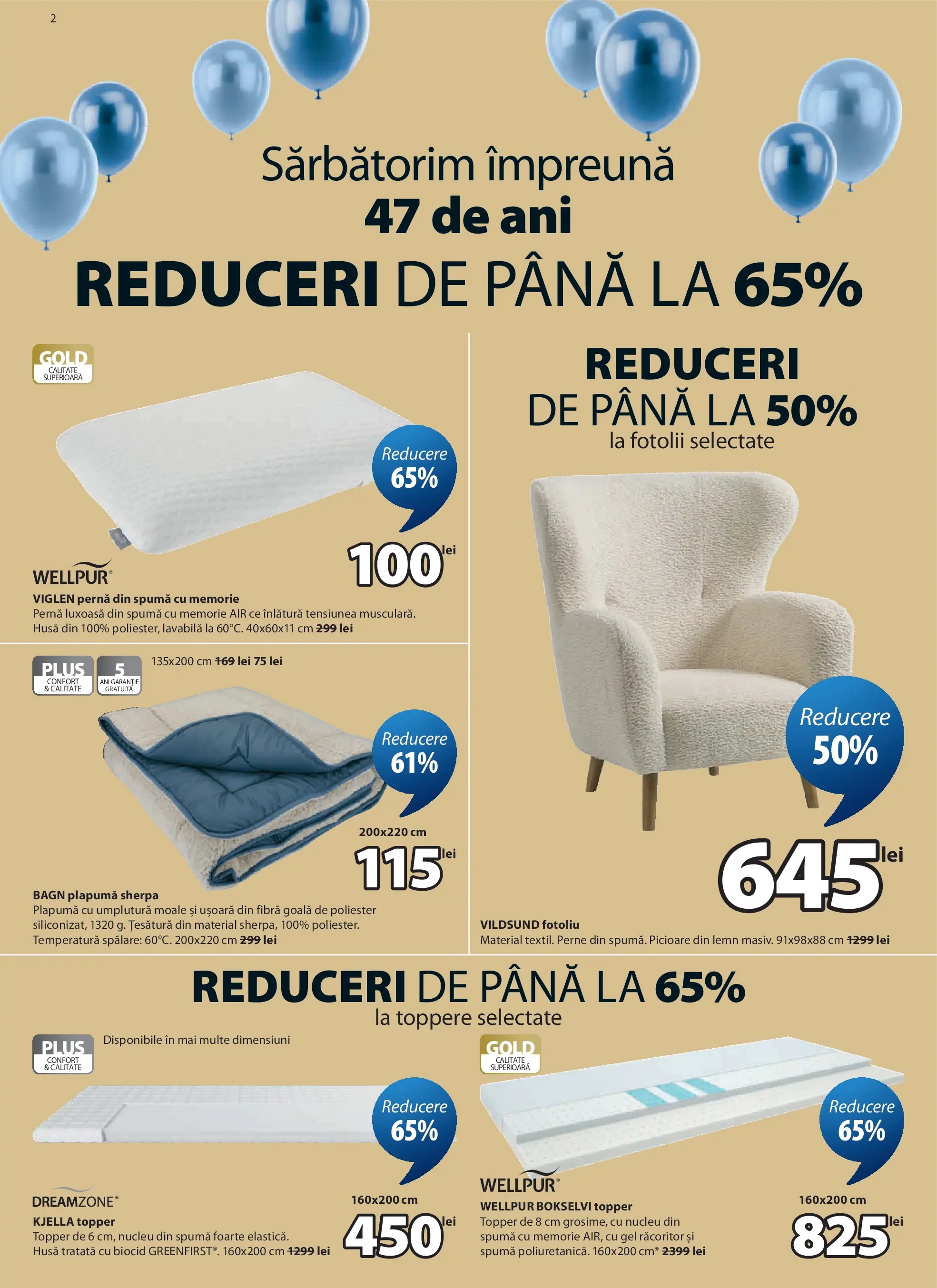 JYSK Catalog - Oferta 25.03.2026 - 23.04.2026 | Pagină: 2 | Produse: Memorie, Fotoliu, Plapumă, Topper